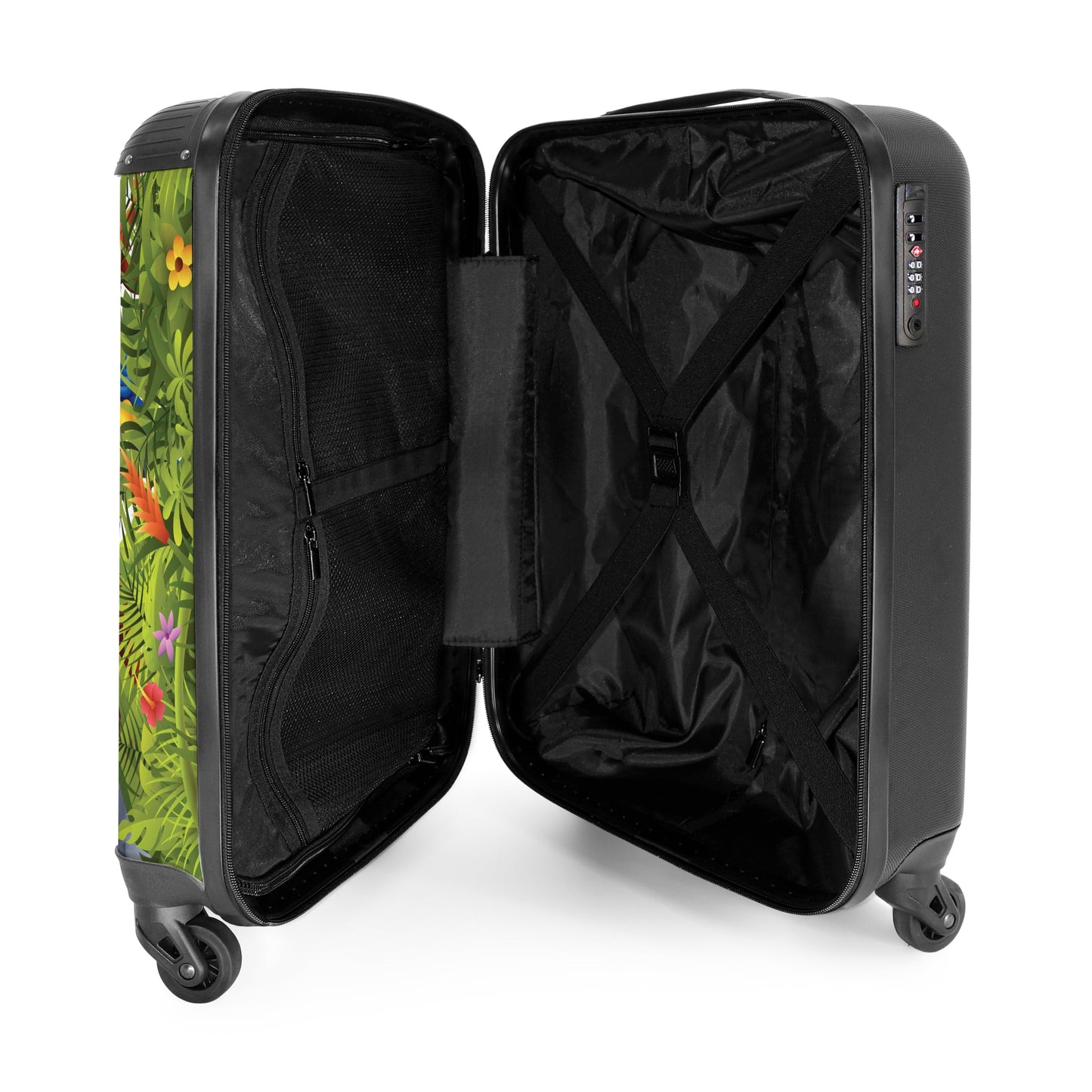 NoBoringSuitcases.com® Kids Suitcase Children's Trolley Carry-On Luggage Small Travel Case with Wheels Gift - Animals - Green - Jungle - Kids Luggage Small suitcase, 55x40x20