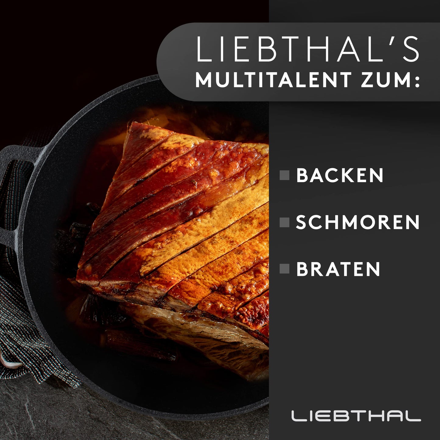LIEBTHAL Cast Iron Pot Bread Baking - Durable bread pot with precise non-stick silicone insert - Pre-seasoned bread loaf pan with lid 4.6 L - Bread baking pot, roasting & stewing.