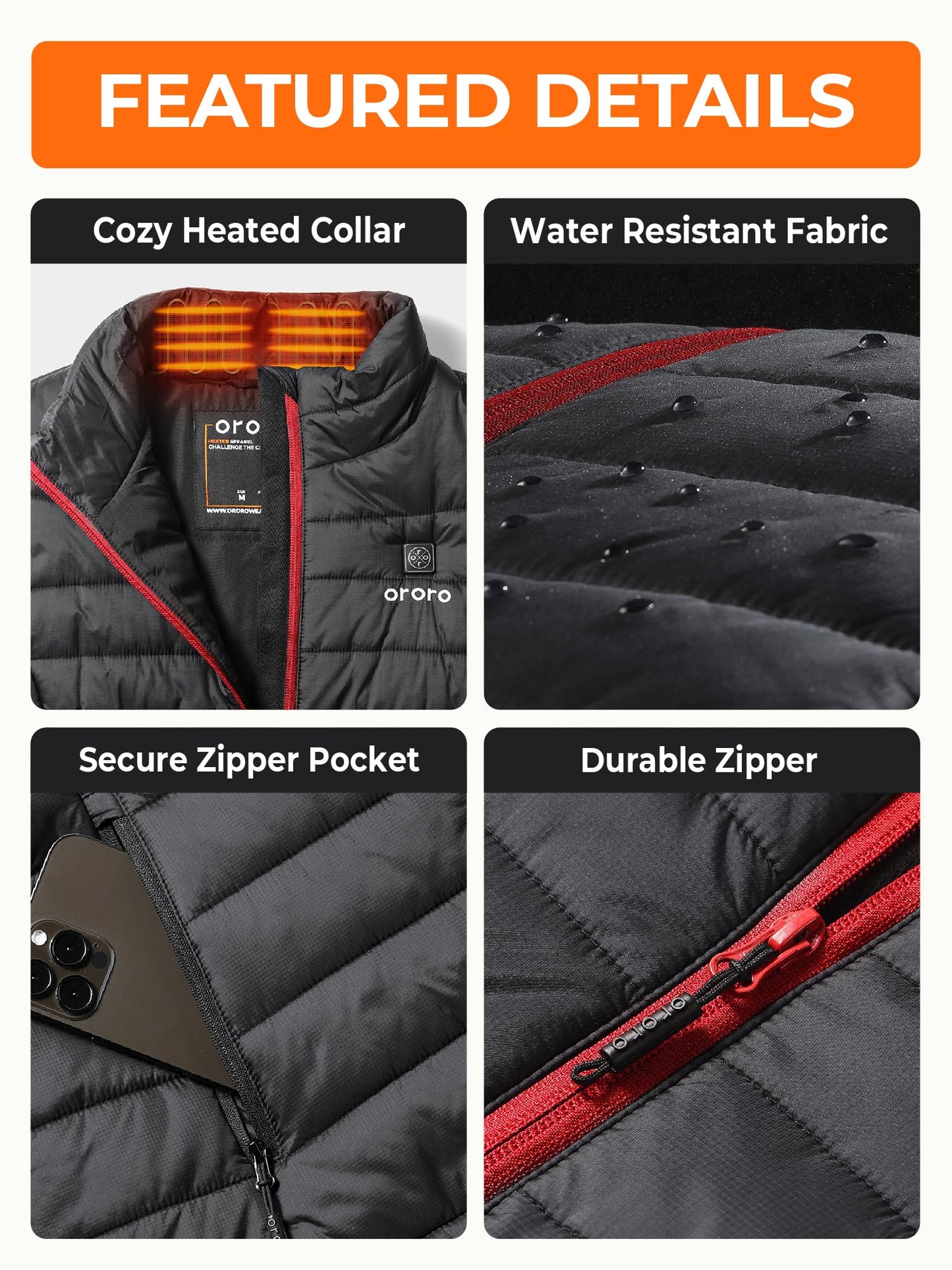 ORORO Women's Heated Vest with Powerbank, Up to 10 Hours of Warmth - Charger Not Included (Neutral Black, M)
