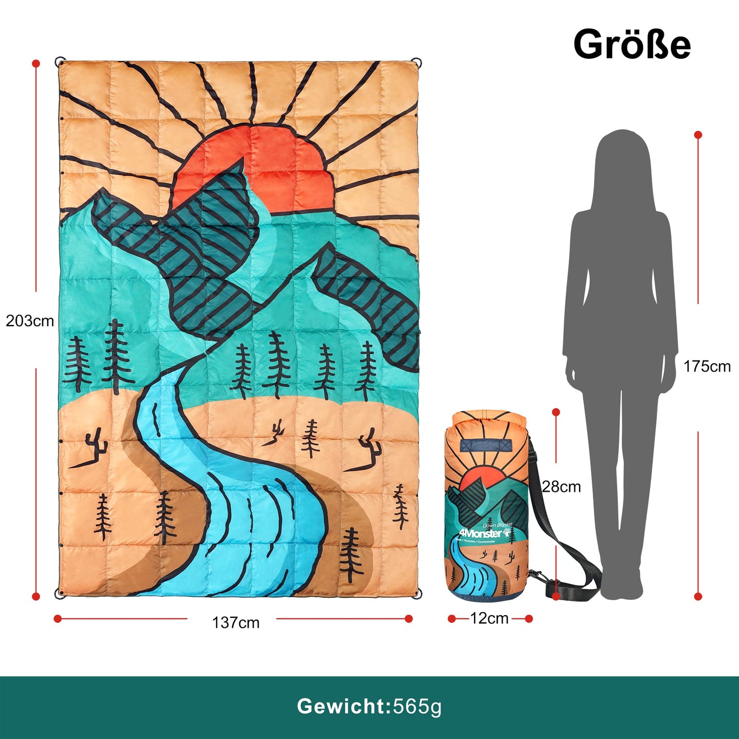 4Monster Outdoor Down Blanket Ultralight for Camping, Compact Travel Blanket Bedspread Warm Soft for Outdoor Indoor Travel Christmas
