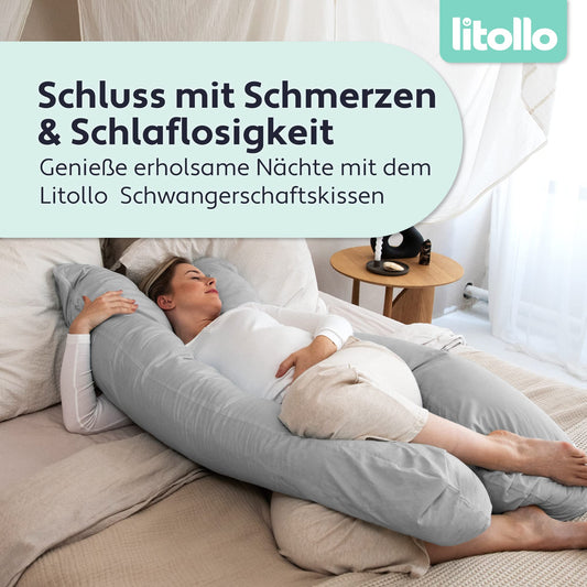 Litollo Pregnancy Pillow for sleeping, nursing pillow, U-shaped side sleeper pillow with cover, comfort pillow for adults - Pregnancy Pillow 140x80cm.