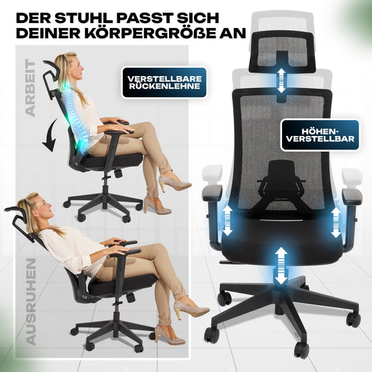 VALKENSTOL M3 Classic Office Chair Ergonomically designed with adjustable armrests | Desk chair with lumbar support for back protection | PC chair with headrest | Computer chair for Home Office.