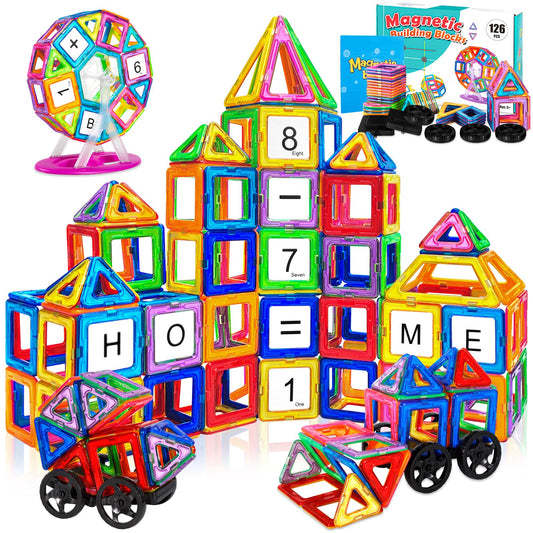 AQXONG 126 Piece Magnetic Building Blocks, Magnetic Toy Magnets for Kids, Fun Educational Construction Toy, Perfect Gift Choice for Boys and Girls Ages 3-8.