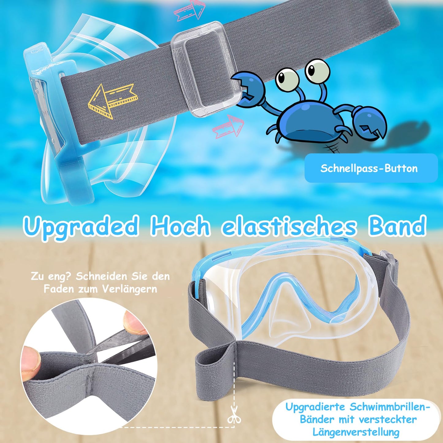 Vvinca Kids' diving goggles with fabric strap