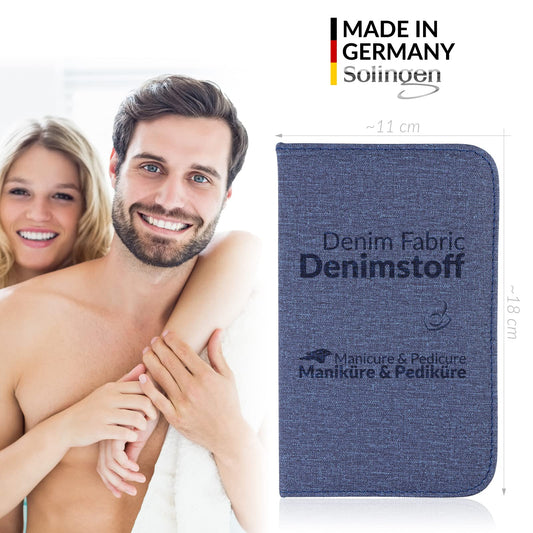 Solingen manicure set 12 pieces - nail set for men and women with everything needed for manicure and pedicure, in a high-quality faux leather case.