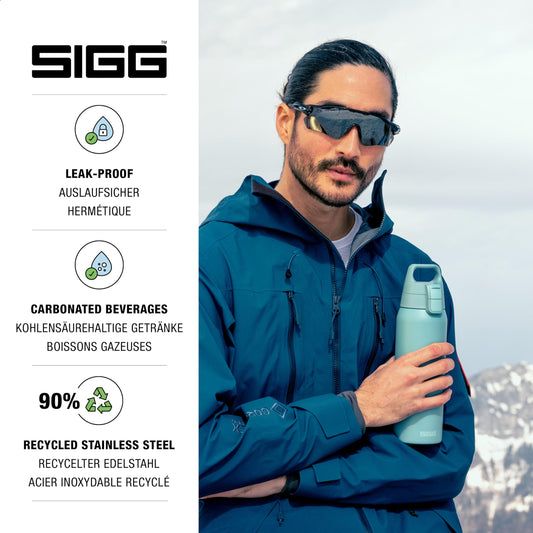 SIGG - Stainless steel bottle - Shield ONE Morning Blue - Suitable for carbonated drinks - Leak-proof - Lightweight - BPA-free - Outdoor & Fitness - 0.75 L