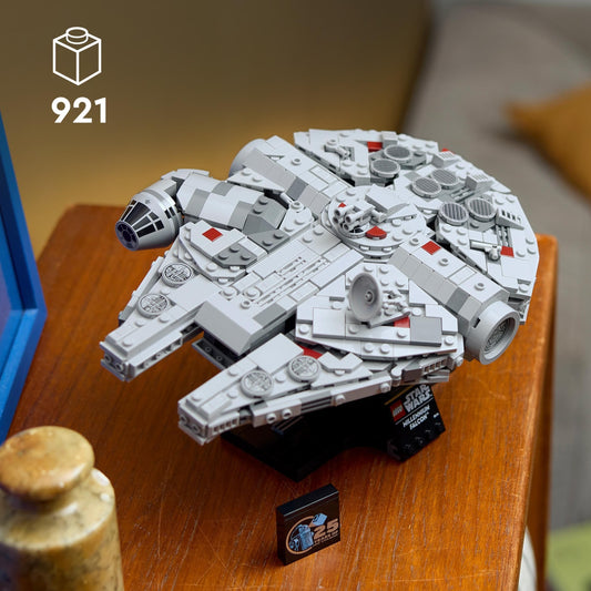 LEGO Star Wars 75375 Millennium Falcon - spaceship model for adults with display stand and nameplate as cool desk decoration - gift for fans of A New Hope.