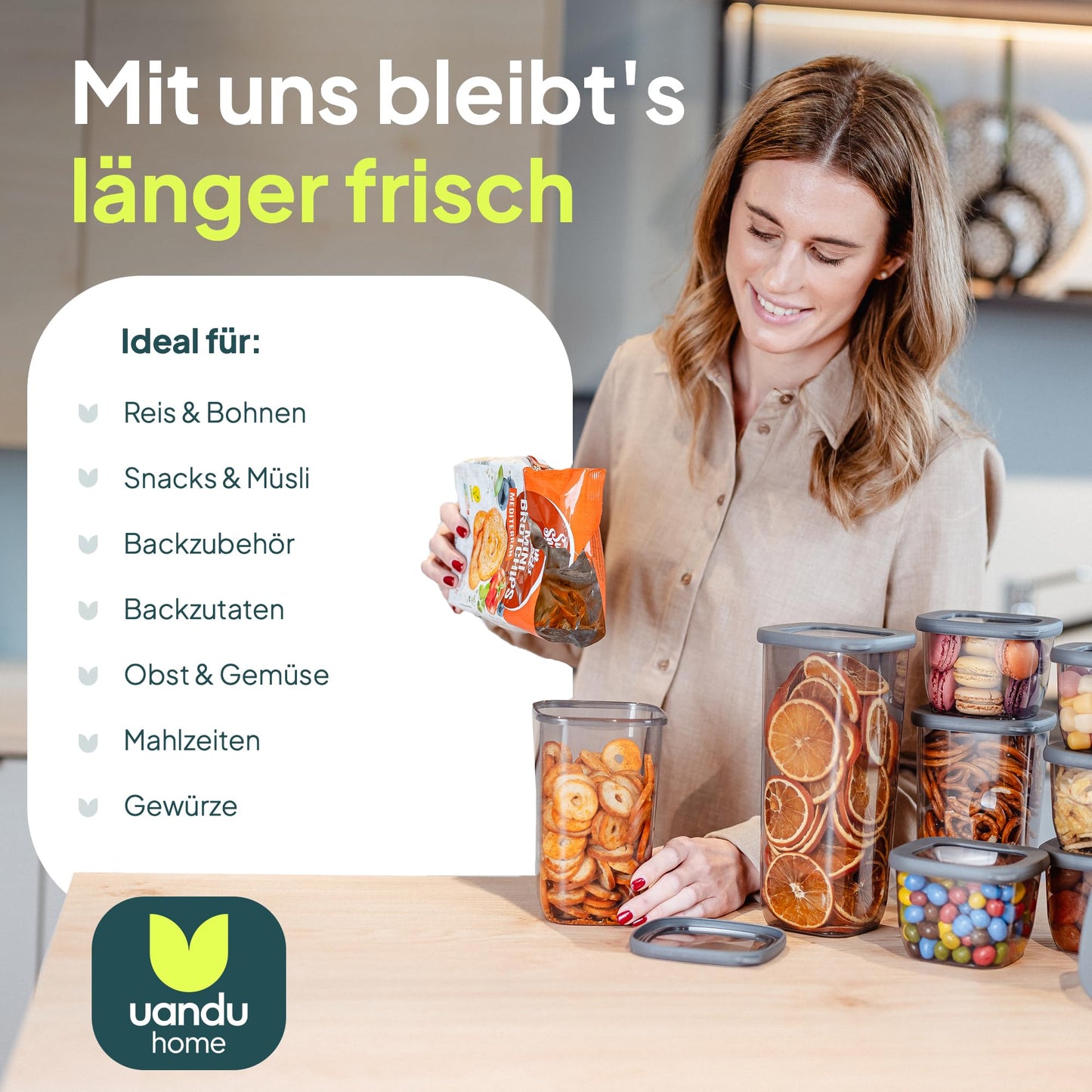 uandu Food Storage Containers with Lid Airtight - 24 piece Storage Container Set | Kitchen Storage & Organization | BPA Free | Kitchen Organizer | Containers for all dry foods