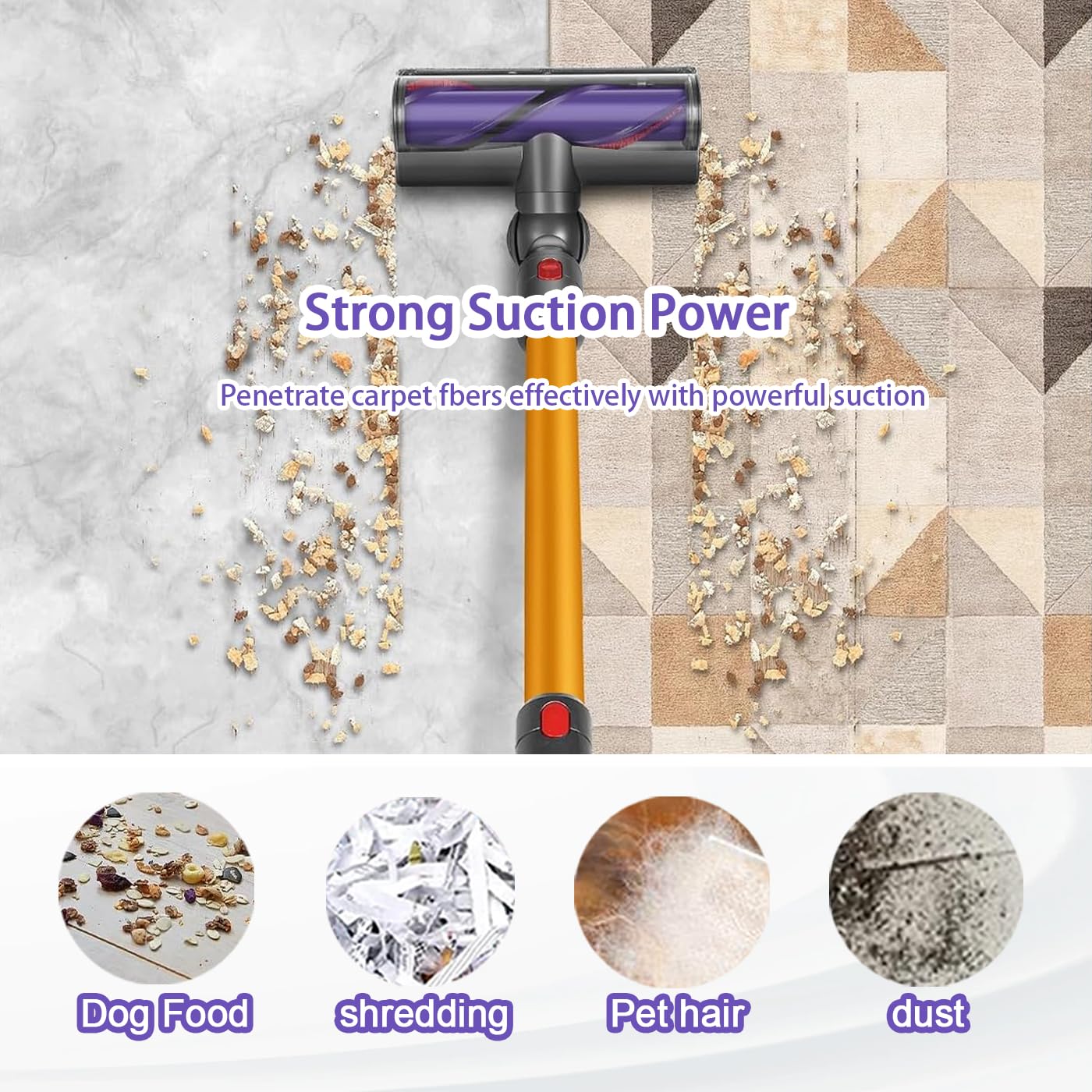 Electric brush for Dyson V12 Detect Slim V10 Digital Slim, replacement direct drive cleaner head turbine floor nozzle for Dyson V12 Slim V10 Slim, accessory turbo brush for hard floors and carpets.