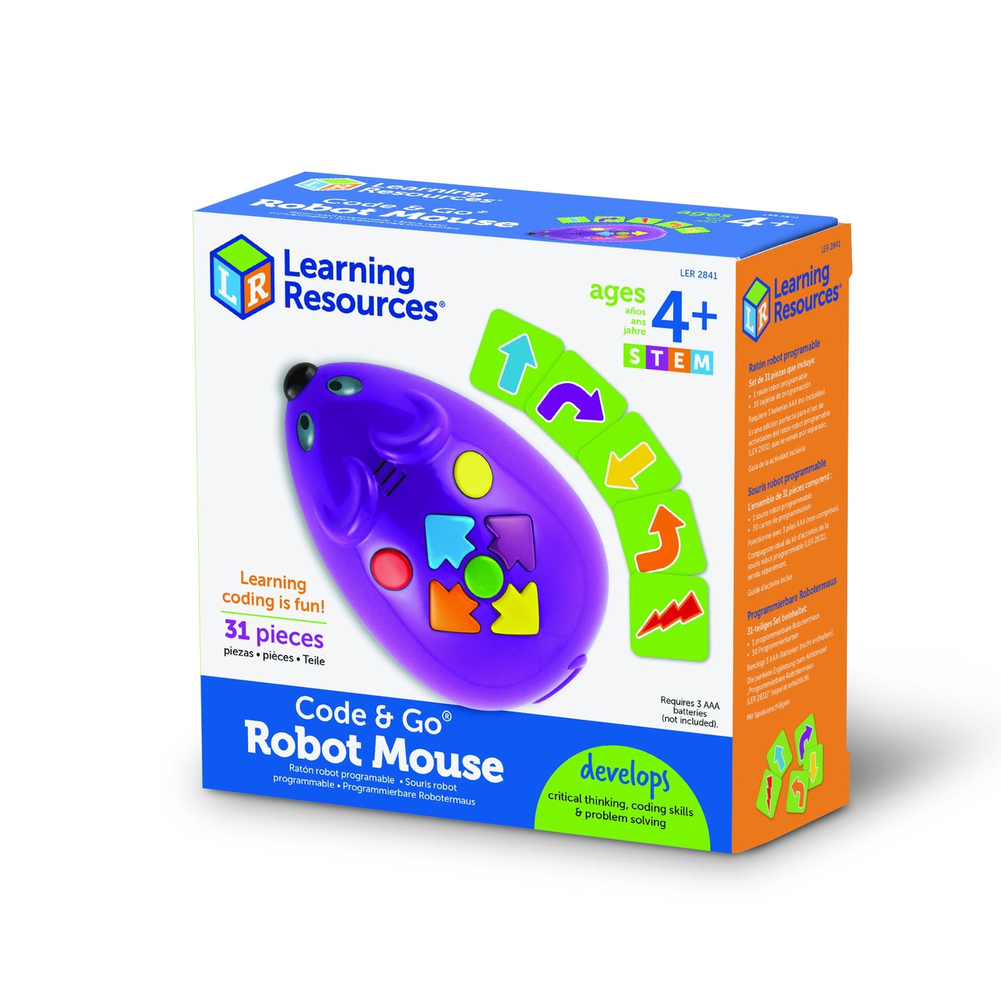 Learning Resources Mint Robot Mouse Jack, for ages 5 and up, coding toy for kids, introduction to programming & logic, educational game with programming cards