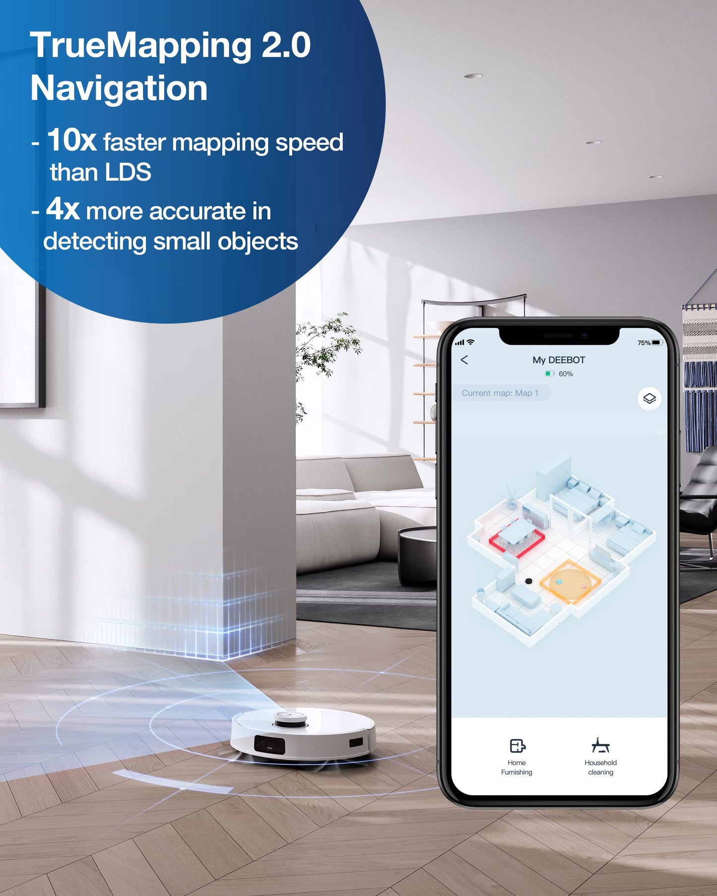 ECOVACS DEEBOT T10+ vacuum and mop robot with 3.2L dustbin (3000Pa, AIVI obstacle avoidance, OZMOPro oscillating mopping, Video-Manager with real-time video chat, YIKO voice assistant, 3D map)