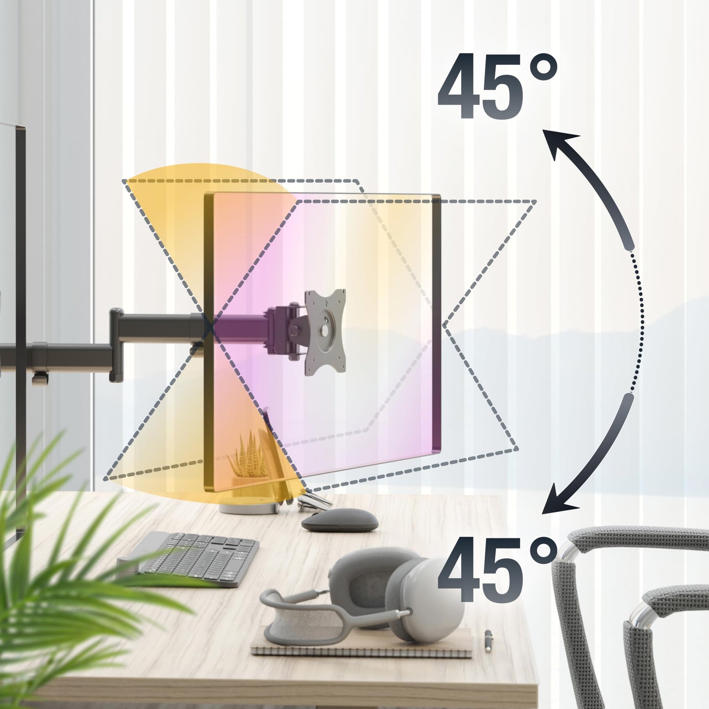 RICOO monitor mount 3-way monitor stand triple arms for 13-27 inch computer monitors screen mount TS5911 PC monitor arm screen stand desk mount holder monitor mount