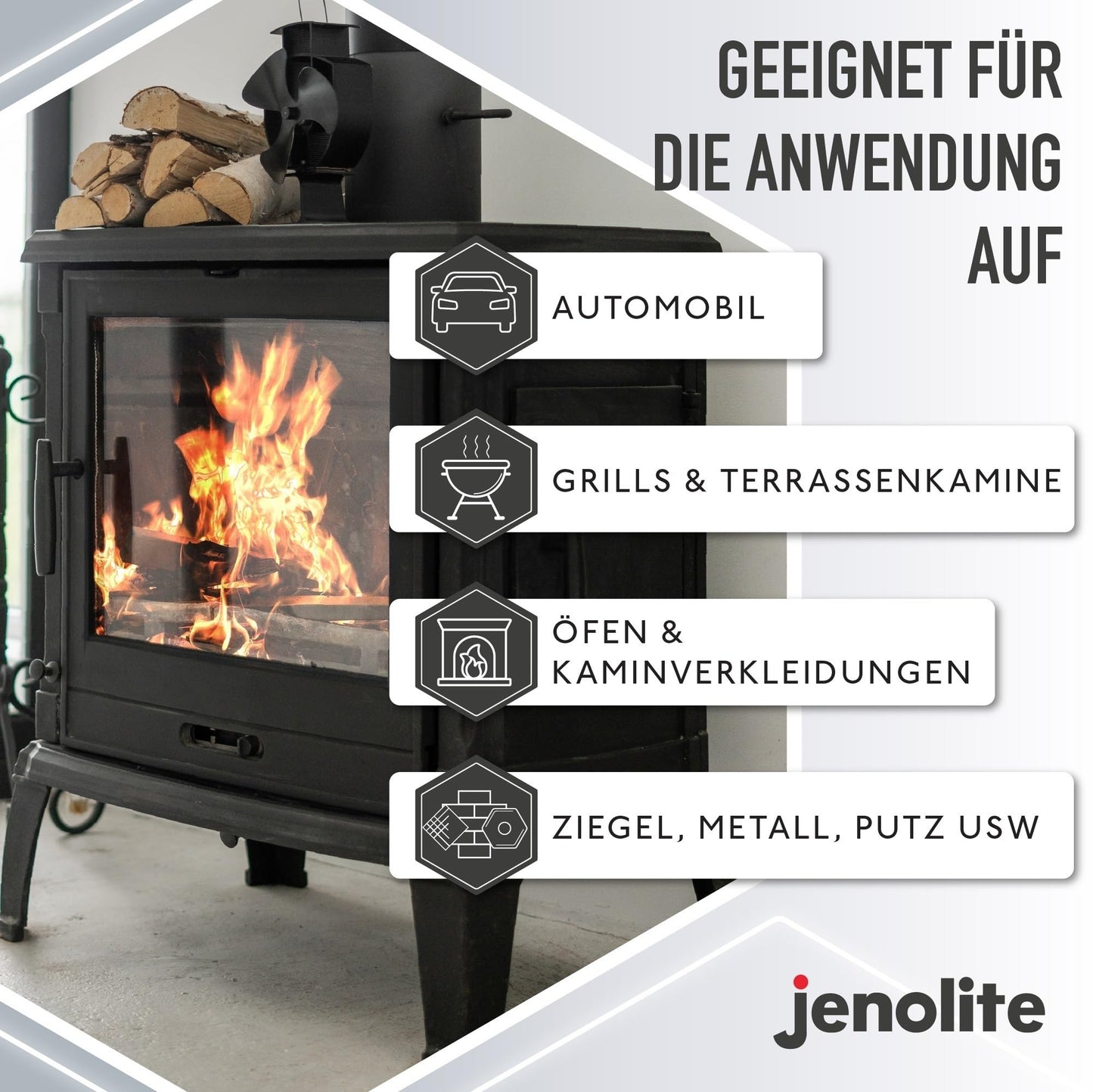 JENOLITE Directorust spray paint for grills and stoves, silver, highly heat resistant up to 650°C | 3 x 400 ml