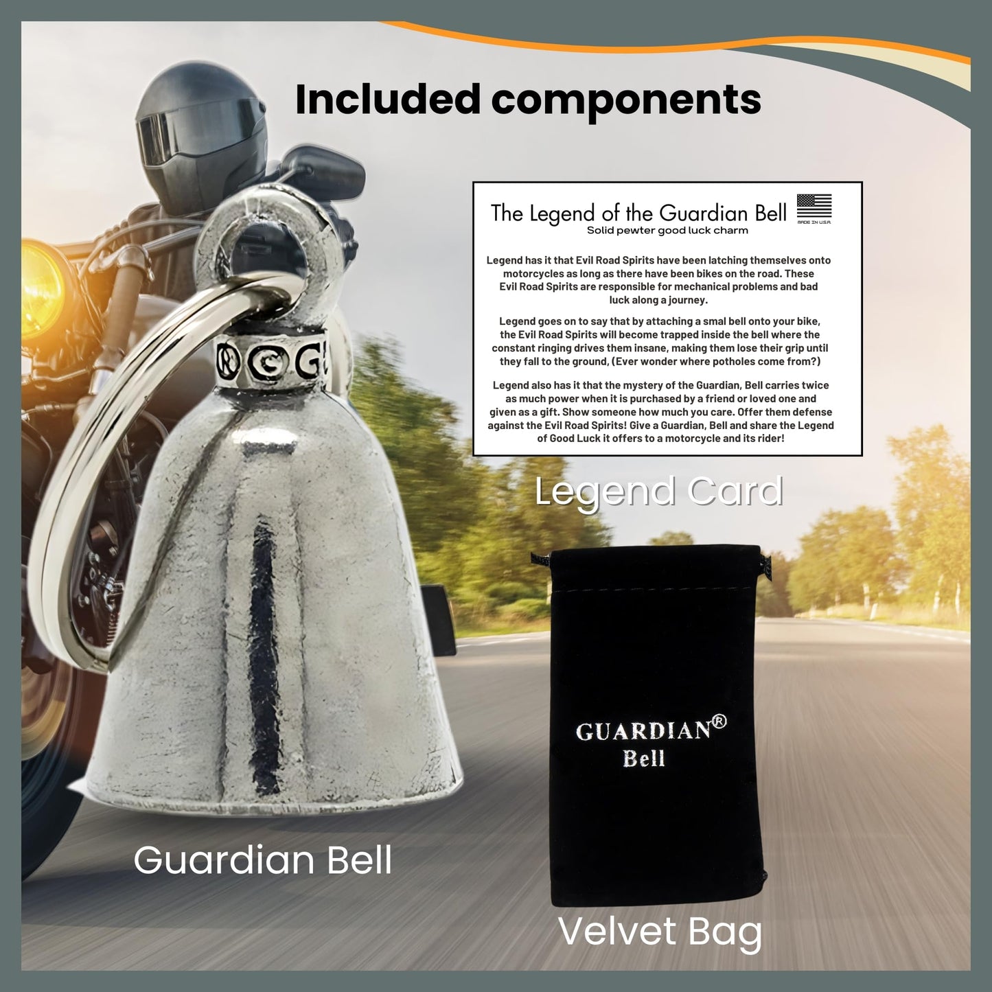 Guardian Bell Irish Celtic Weave Motorcycle Biker Luck Gremlin riding bell or keychain