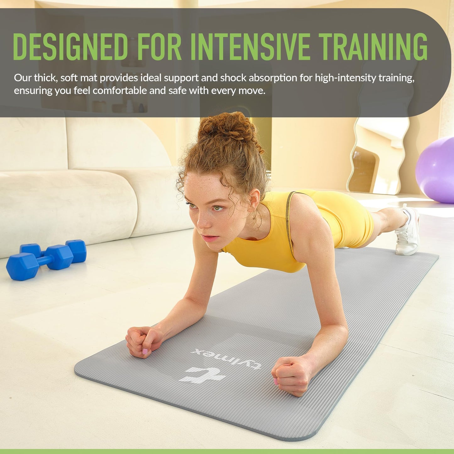 Tylmex non-slip yoga mat 8mm thick | Fitness, Pilates & gymnastics mat for home & outdoor | NBR sports mat with carrying strap & online exercise guide - Gray