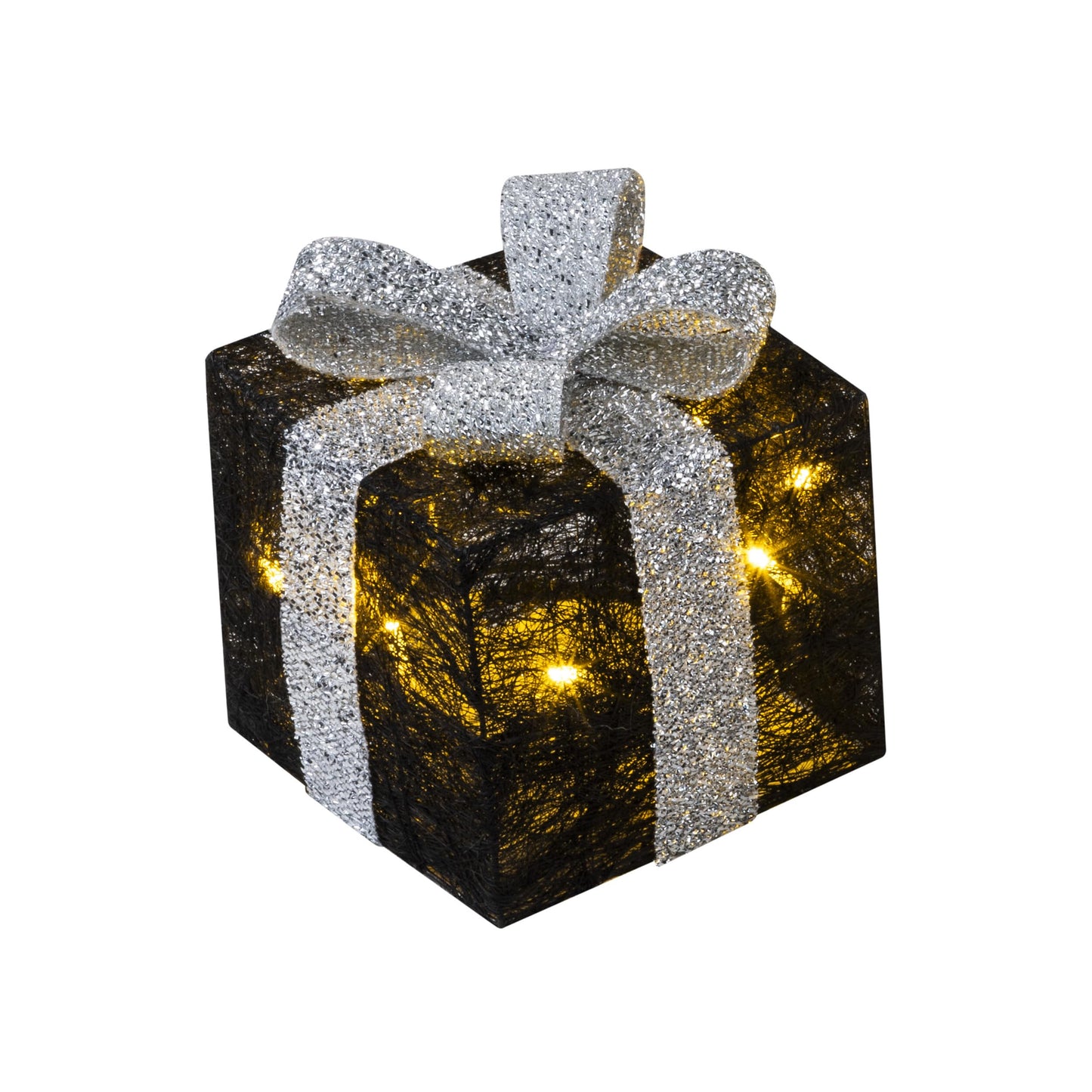 Bambelaa! 3-piece LED decorative gift light boxes with timer Christmas decoration Christmas decor illuminated decor Christmas black-silver