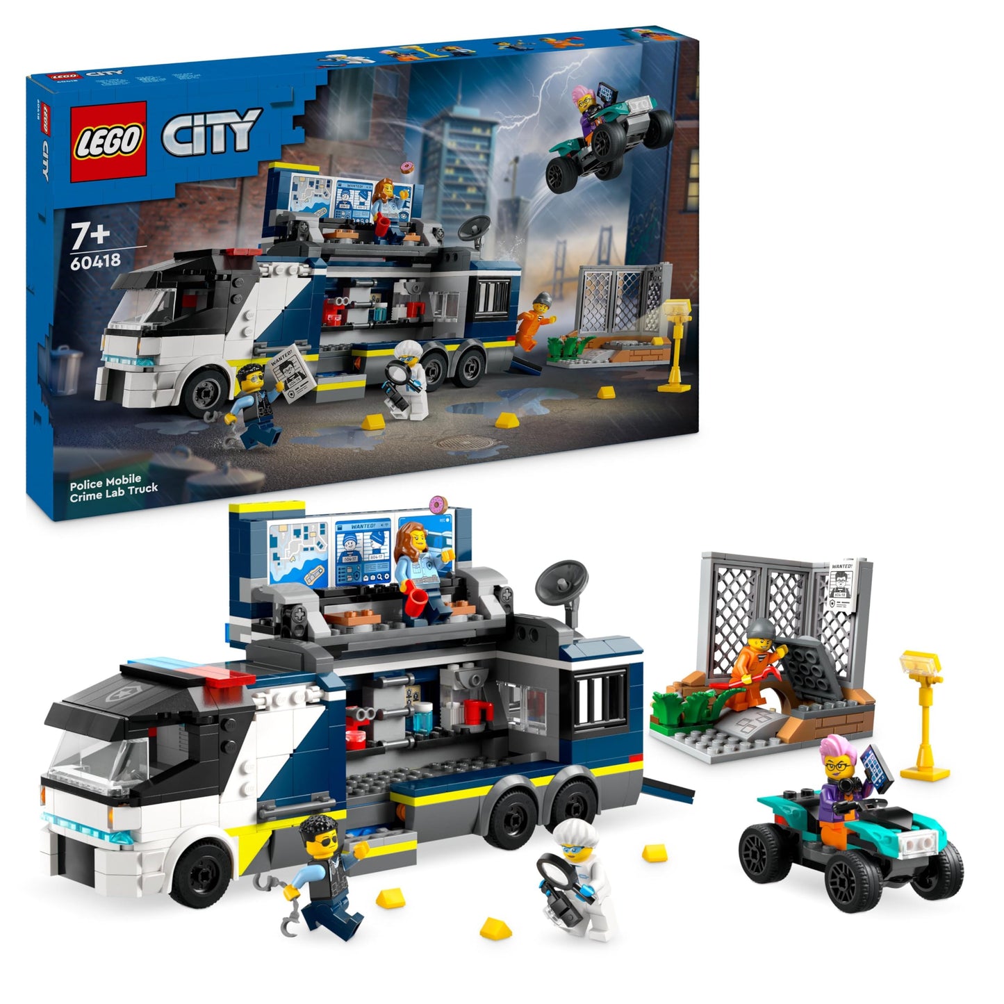 LEGO City Police Truck with Lab, Police Set with Quad and Truck Toy for Kids & City Burger Truck, Building Set with Toy Car for 5-year-old Children.