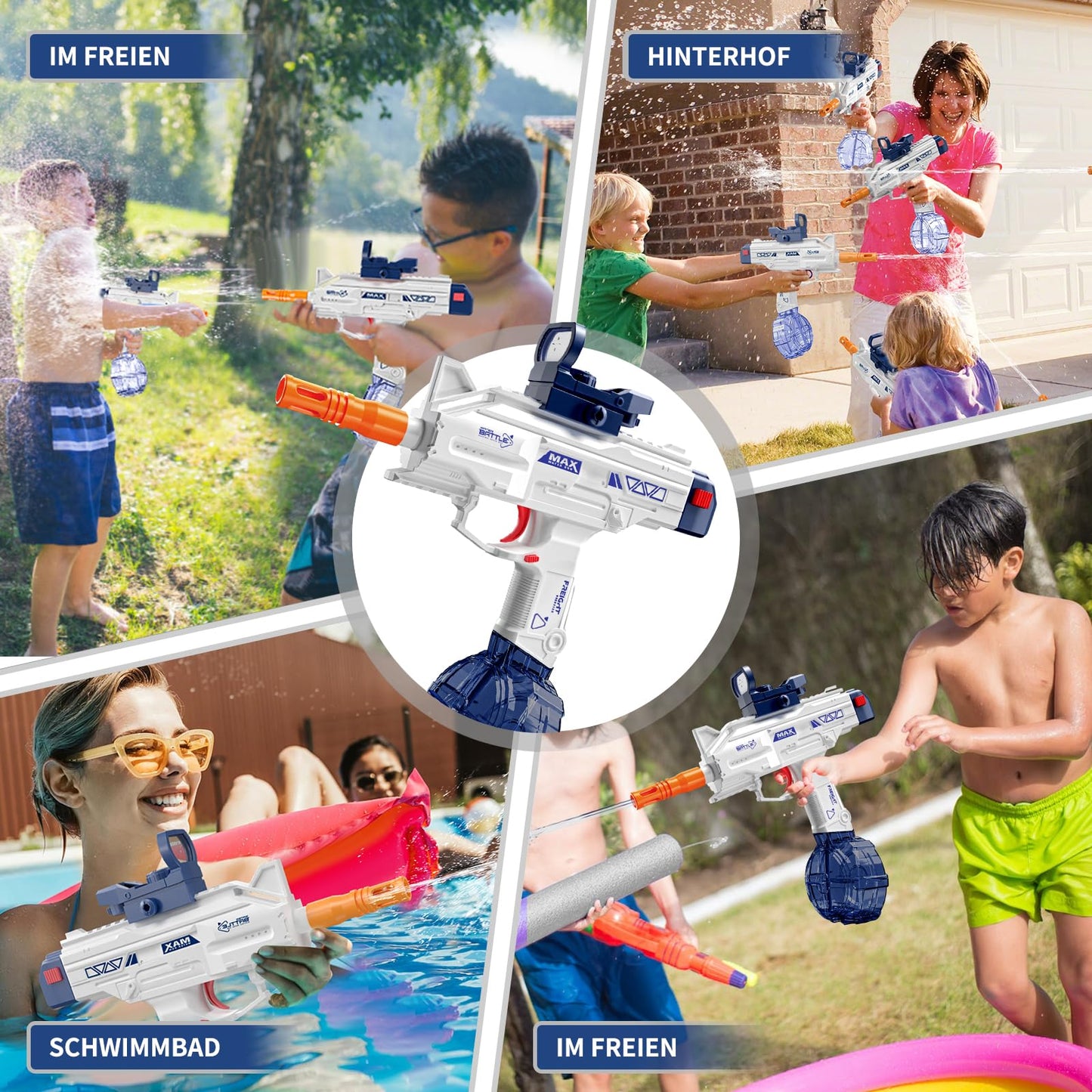 Maxee Electric Water Gun, Uzi-SMG Toy Water Guns, One-Button Automatic Water Sprayer for Kids Adults Summer Pool Party Beach Outdoor