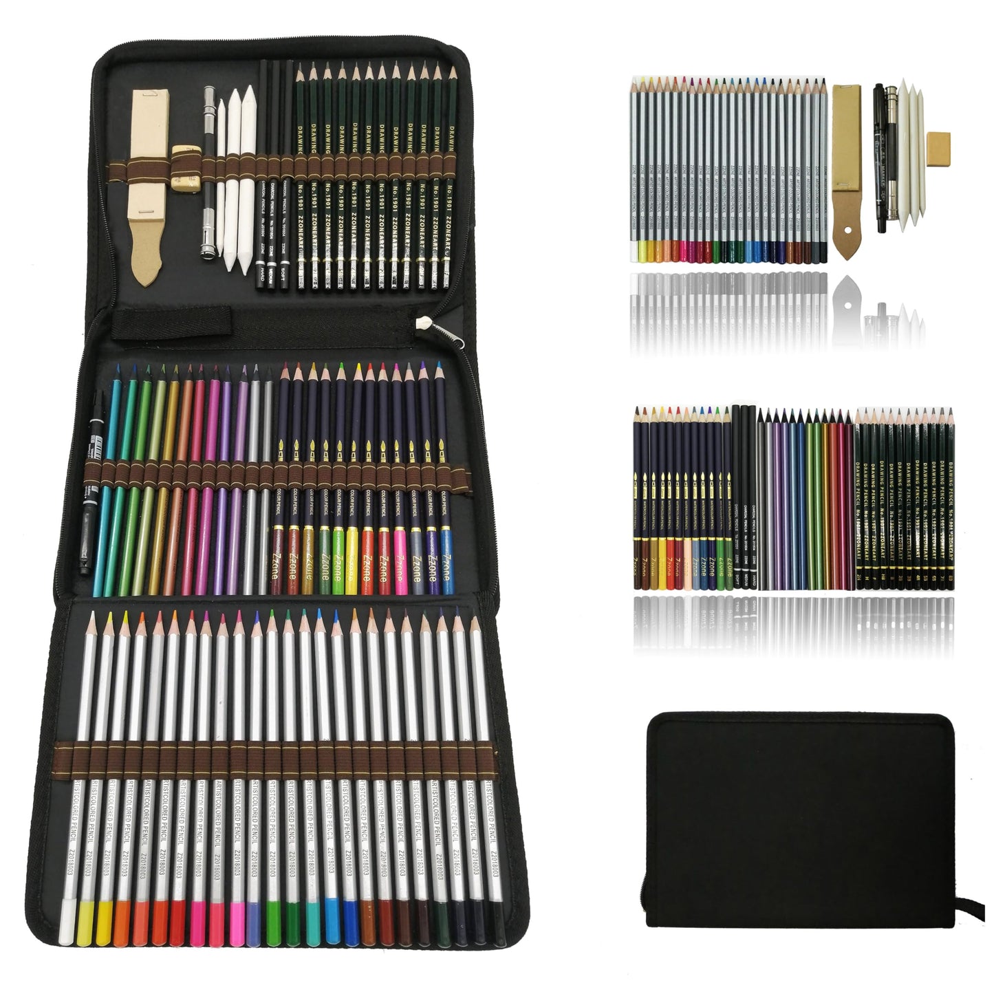Watercolor pencils, colored pencils, sketching art set, drawing accessory set, and large pencil case, drawing pencil set for artists, beginners, students.