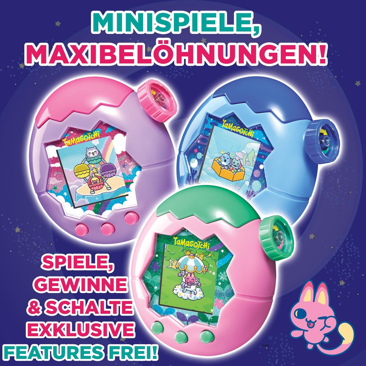 Bandai - Tamagotchi Heaven Earth - Virtual pet to care for - Tamagotchi interactive toy in German, Zoom - Earth model in pink and green - Toy for kids ages 6 and up - 43421