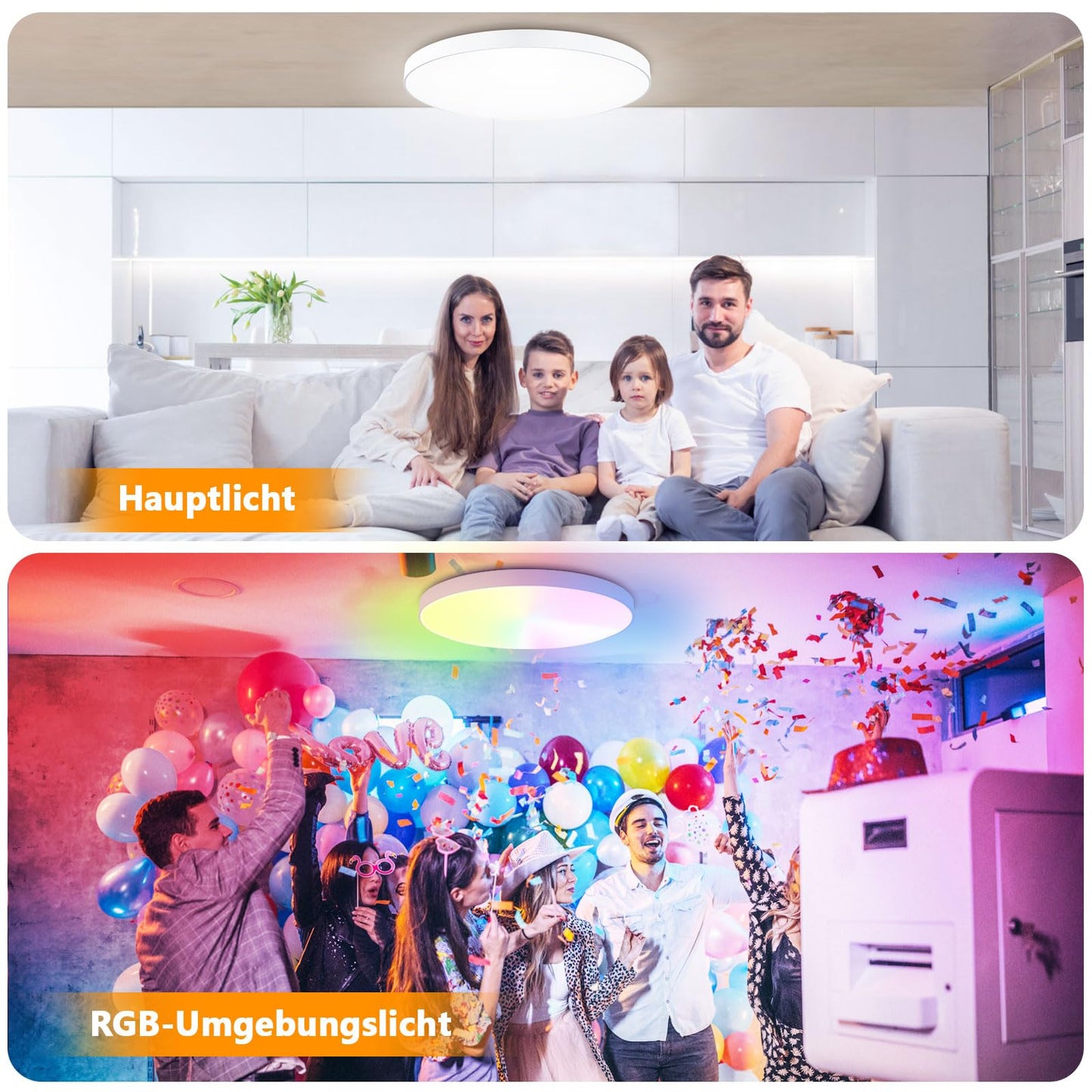 OUILA LED Ceiling Light Dimmable 24W RGB Color Changing Ceiling Lamp with Remote Control 3000K-6500K 2400LM RGB+CCT Round LED Panel Ceiling Light for Living Room Bedroom Bathroom Kids Room Ø28cm