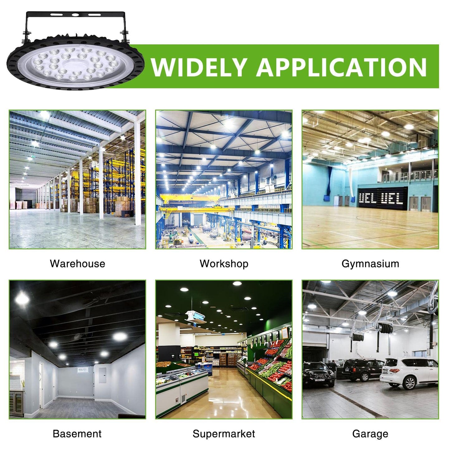 Hondony 10-Pack LED UFO Industrial Lamp, 100W LED Warehouse Light, 6500K Daylight LED High Bay Light, IP67 Waterproof UFO LED Workshop Lamp, LED Floodlight for Factory Warehouses, Stadiums, Workshops.