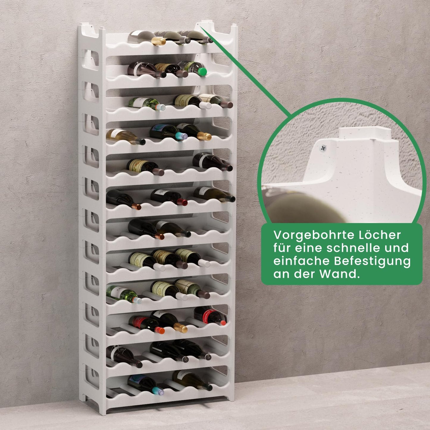 ARTECSIS stackable wine rack made of plastic for 72 bottles, sturdy bottle rack in restaurant quality, modular expandable, granite grey.