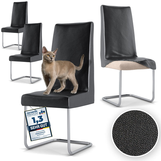 Innerspace chair covers set of 4 in black | opaque, water-repellent, elastic chair covers for children & pets | chair covers for cantilever chairs - choose set now!