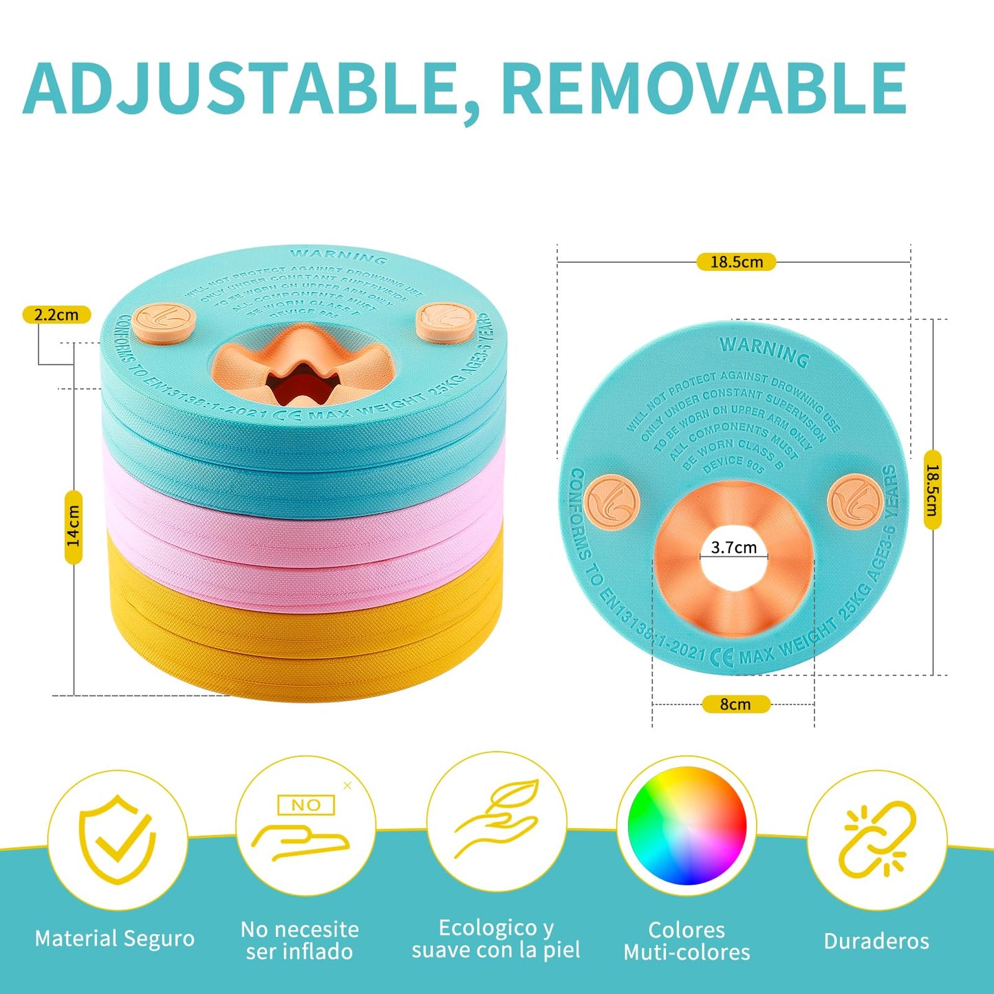 kaianda 6 pieces swim discs, swim discs for kids, Eva foam, swim wings for babies, Dolphin arms