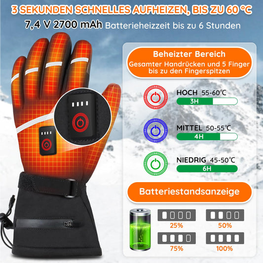 Mia & Coco Heated Gloves for Men Women, 3-Level Heated Ski Gloves with 7.4V 5400mAh Type-C Batteries, 6 Hours Runtime, for Climbing, Hiking, Biking, Camping