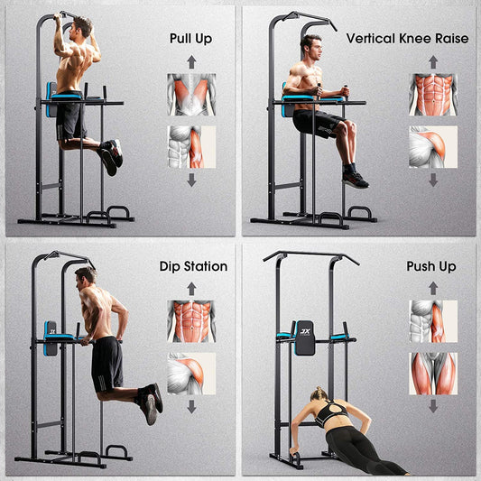JX FITNESS Power Tower Multifunctional Dip Station Fitness Training Equipment for Pull-up Bar, Push-ups, Abdominal Training