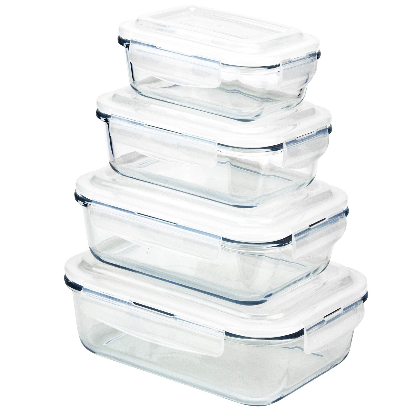 Grizzly glass storage containers 4 pack rectangular containers with lids.