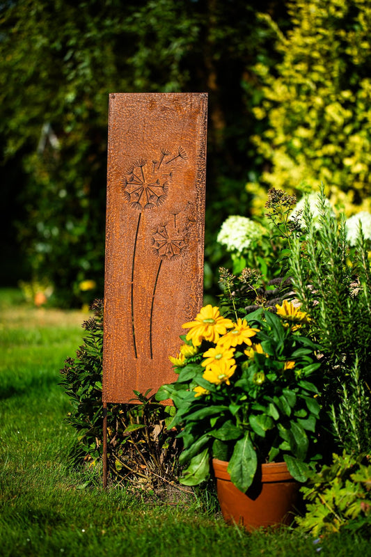 Sign with saying garden sign made of noble rust rusty garden decoration 115cm noble rust garden stake rust dandelion