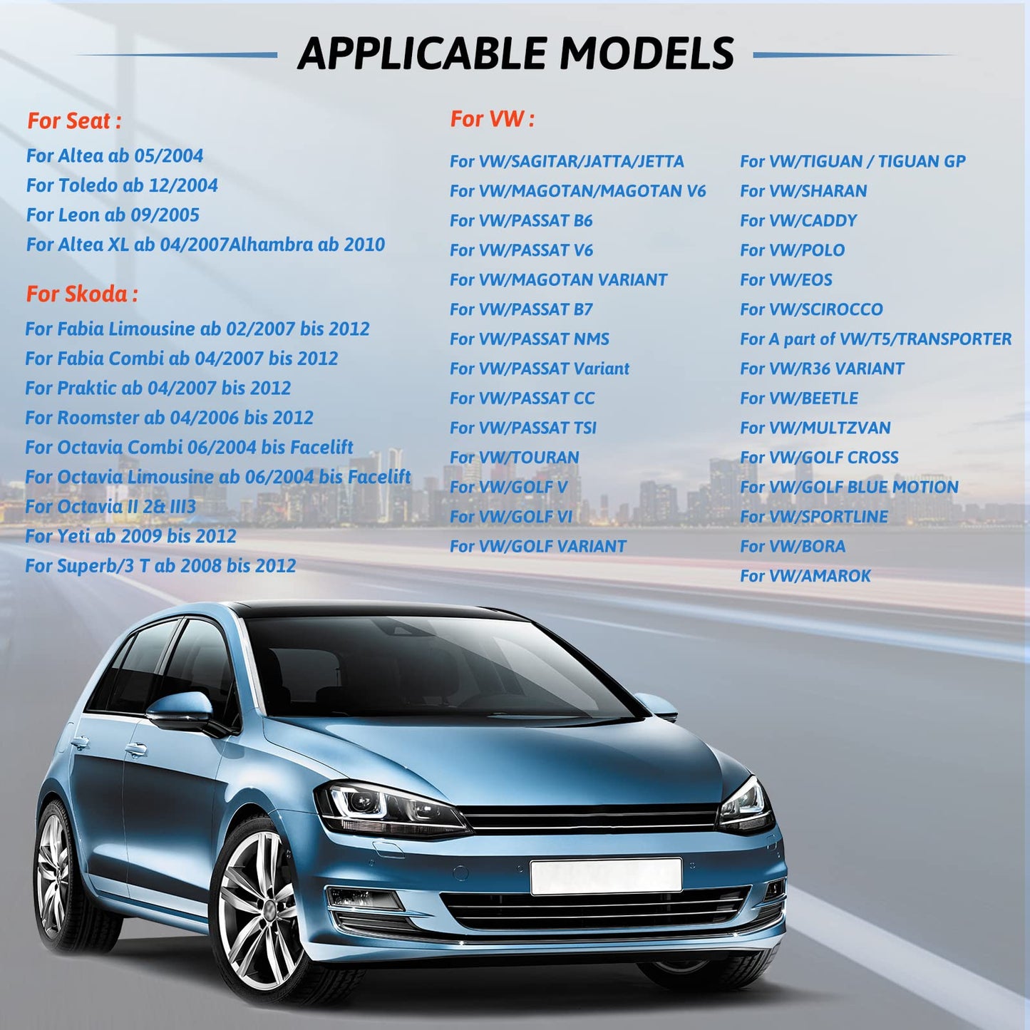 9 inch 2 Din Android car radio for VW Golf 5 6 7 Polo T5 Caddy RCD Passat Skoda Seat, touchscreen radio with navigation Bluetooth Mirror Link FM USB RCA GPS WiFi + rear view camera