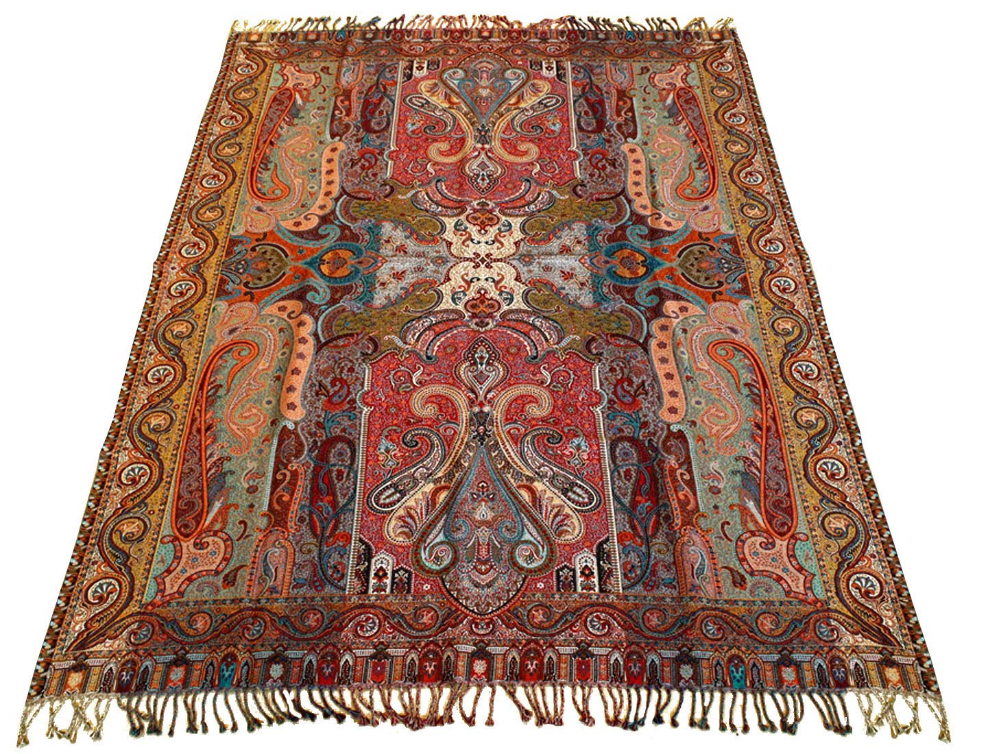 Lorenzo Cana luxury wool blanket jacquard woven from cotton with finest Merino wool - lamb colorful Paisley throw blanket wool sofa blanket cuddly blanket plaid 130 cm x 180 cm 96250
