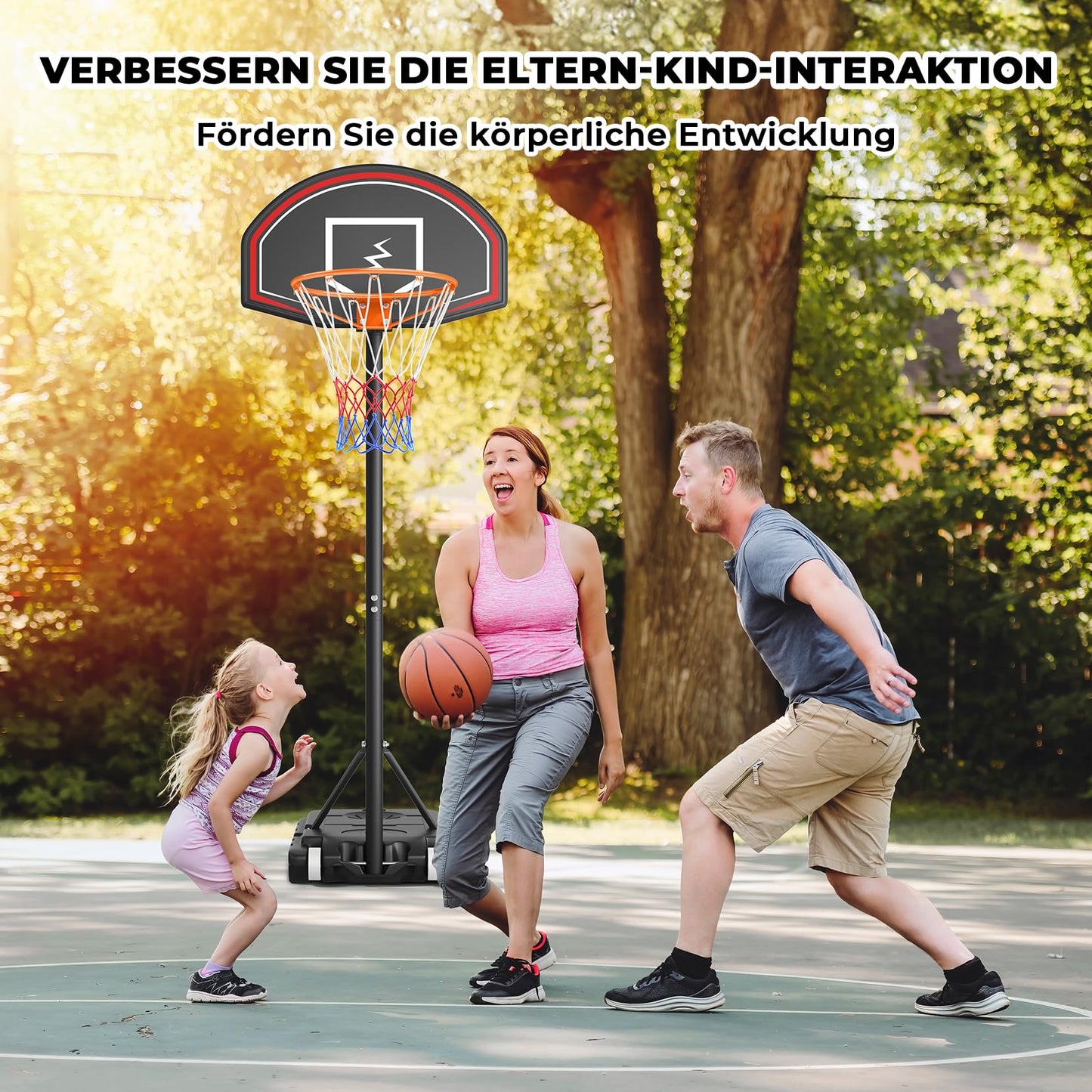 YOLEO outdoor basketball hoop for kids, 110-210cm height adjustable, portable basketball stand with wheels, portable children's basketball hoop