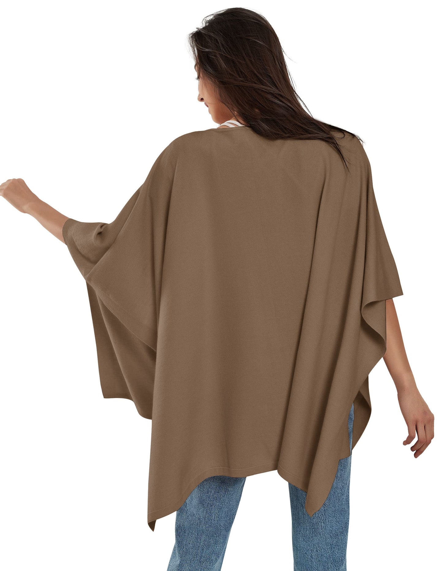 PULI Women's Pullover Poncho Elegant Viscose Knit Loose-fitting Poncho Scarf