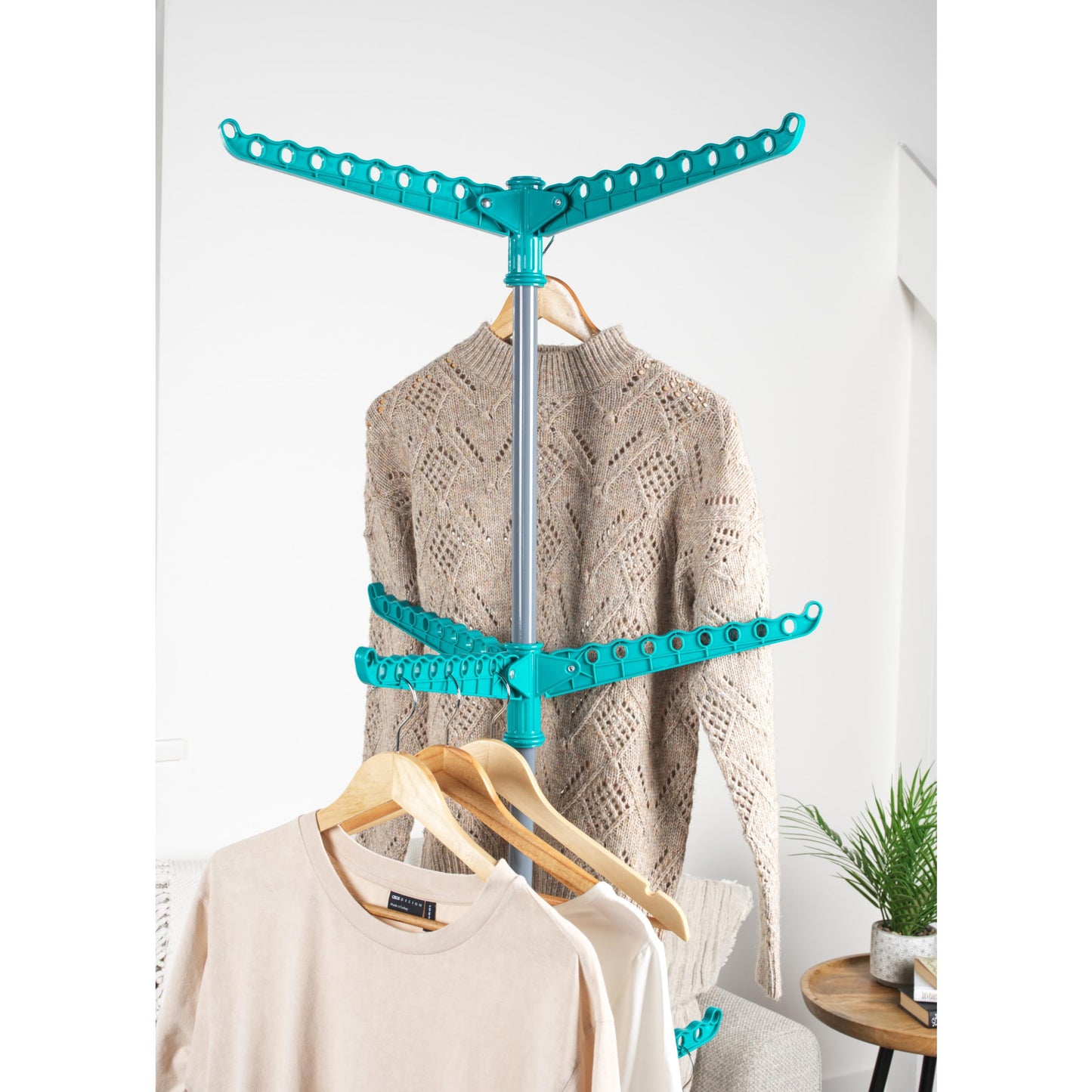 Beldray LA039552TQEU 9-arm Clothes Airer - 3-tier Clothes Rack, 15kg, Space-saving Storage, Foldable, Airer, Rigid Arms for Hanging Hangers