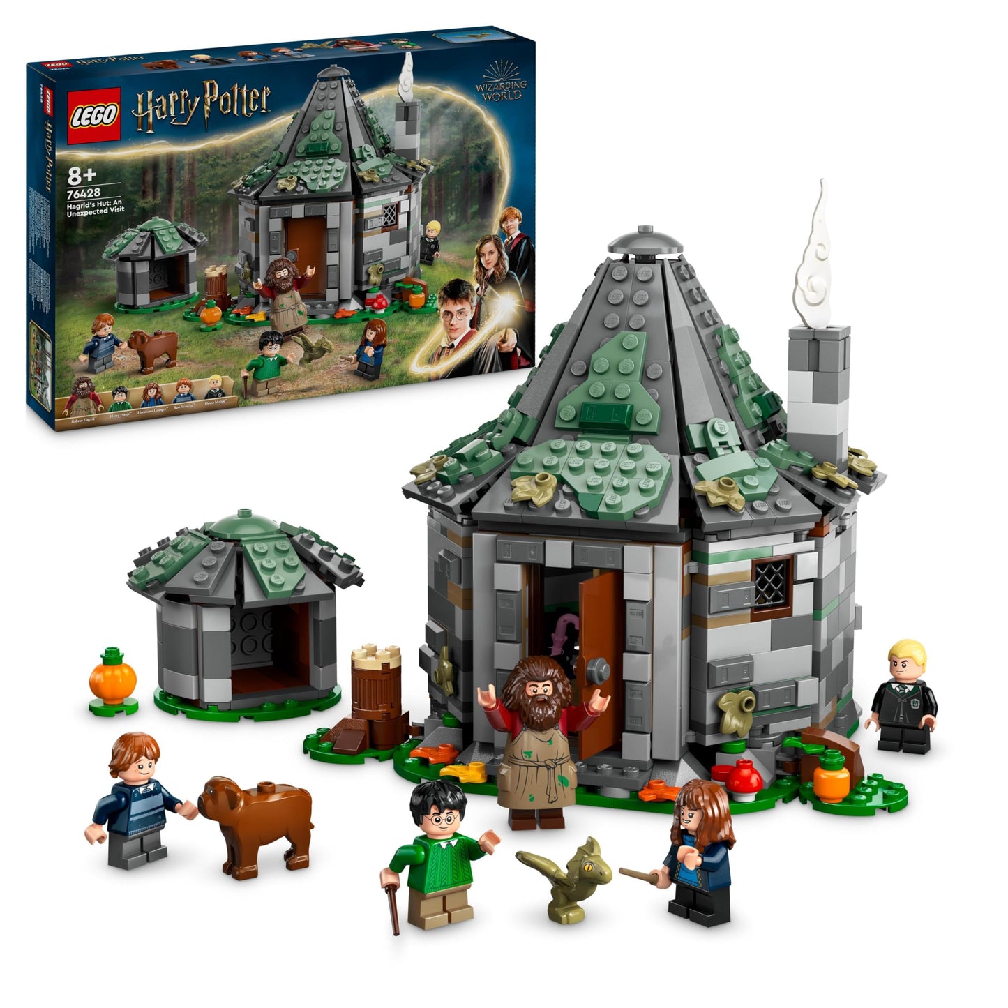 LEGO Harry Potter Hagrid's Hut: A Unexpected Visit Set & Harry Potter Flying Ford Anglia, a buildable toy car.