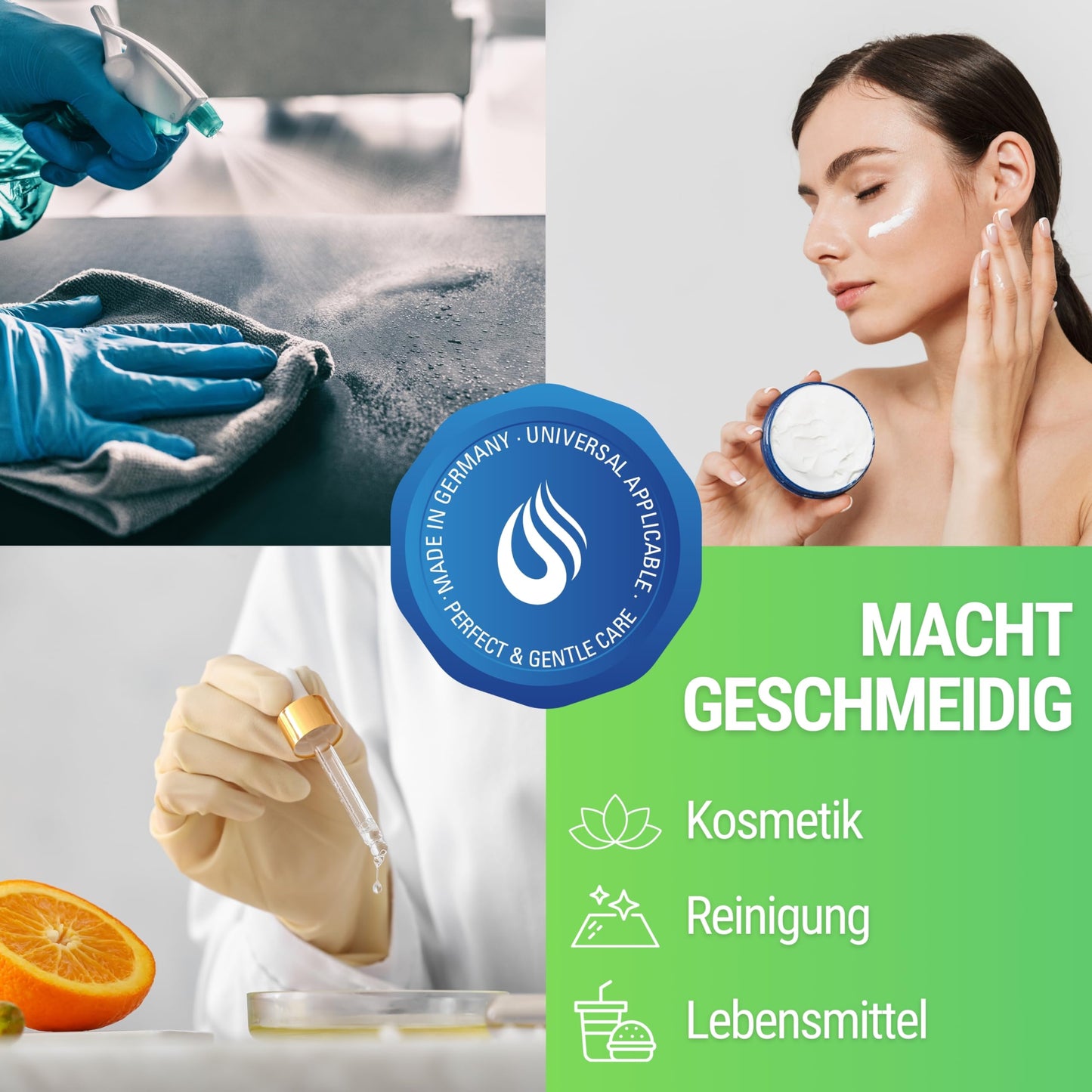 Maxxi Clean | 3x 700 ml Glycerin 99.5% | purely plant-based & nourishing for cosmetics and DIY projects | E422 Glycerol in pharmaceutical grade | Made in Germany | suitable for skincare.