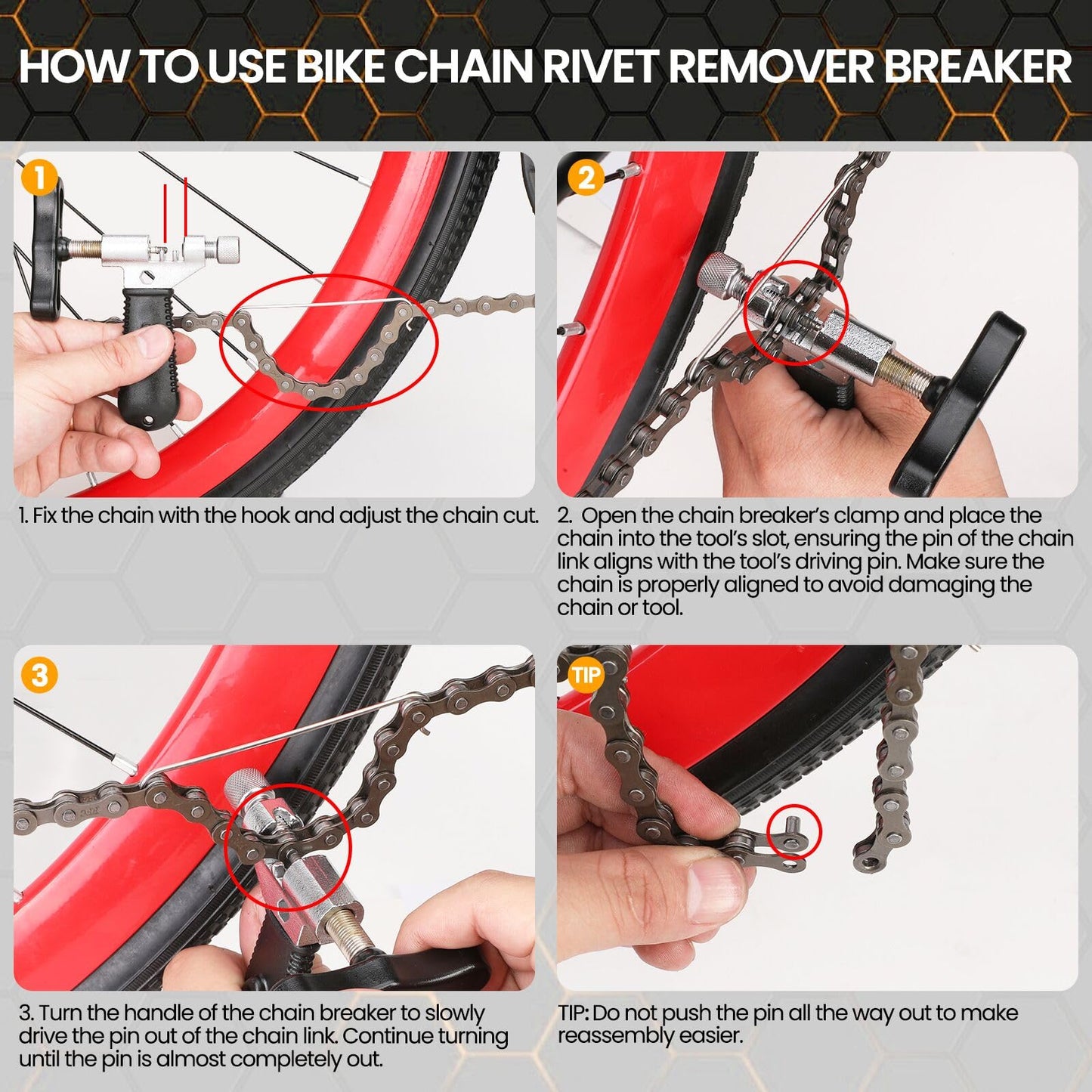 Oumer's bike chain repair kit, bike link pliers, bike chain tool, chain checker bike chain tool set bike chain tool set for 6-12 speed bike chain.