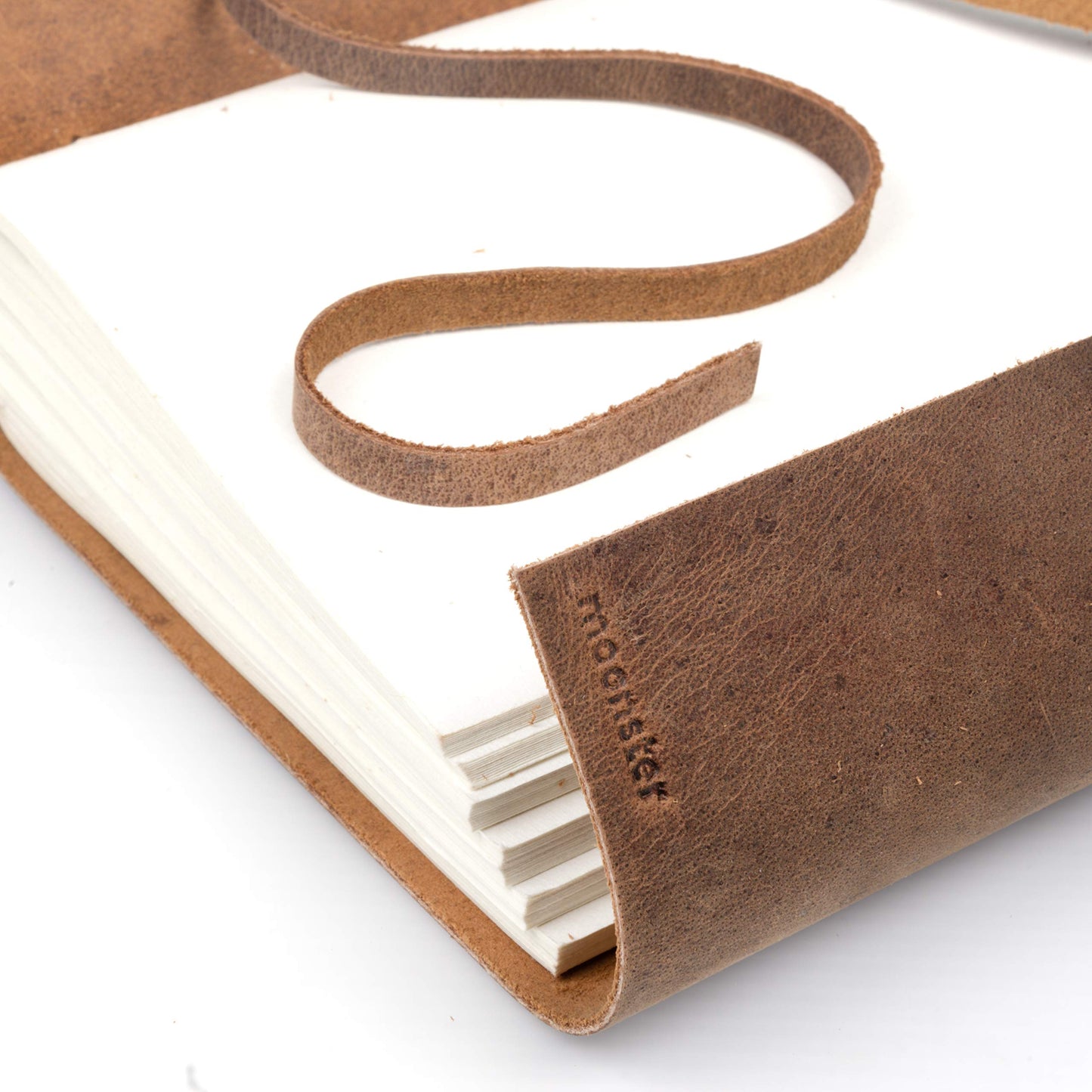 Moonster leather notebook with embossed heart design A5 size 240 pages of blank acid-free cotton paper. Handmade retro journal, sketchbook, hand-lettering book, photo album.