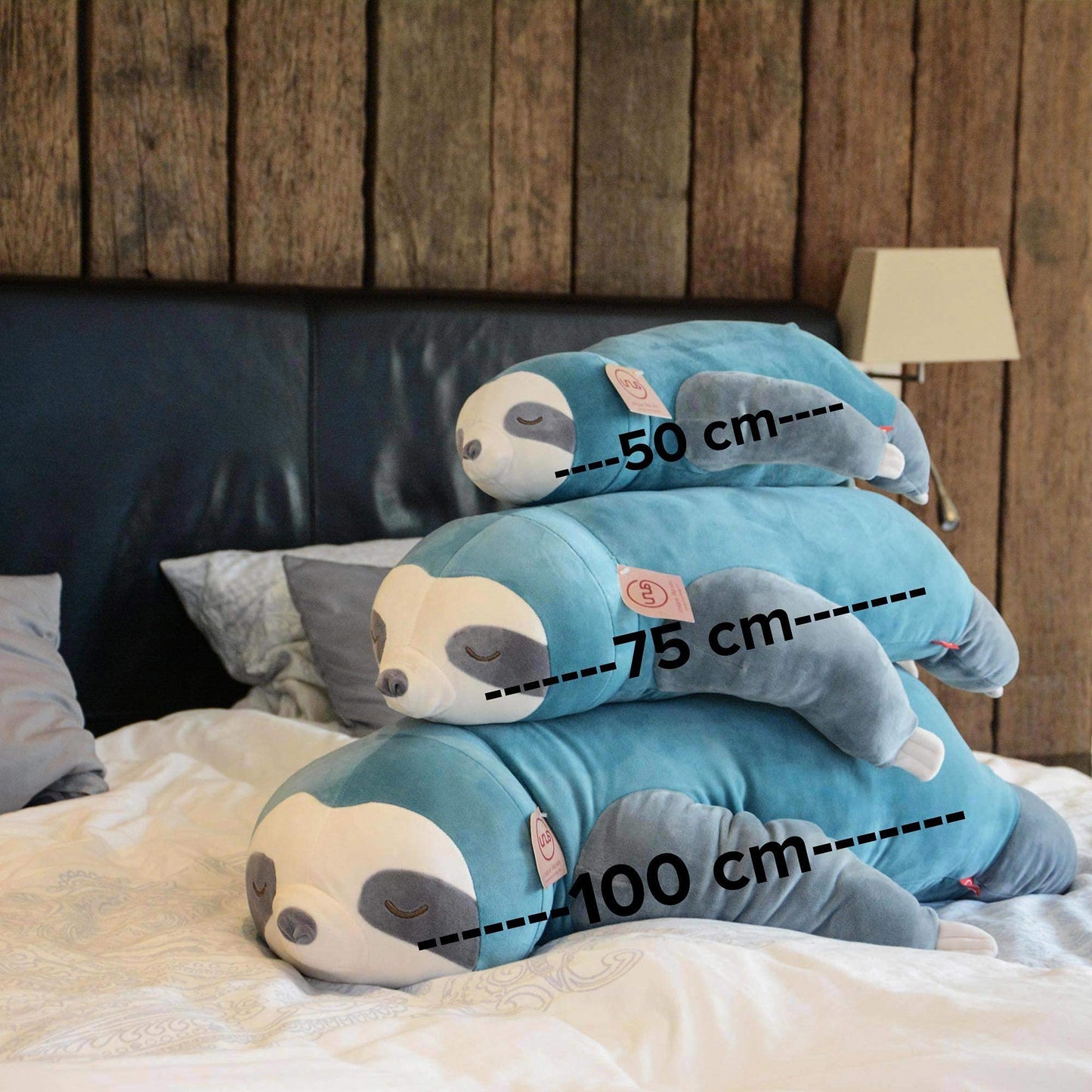 UNUS Sloth Plush Pillow, 50 cm, Turquoise, Side Sleeper Pillow soft and fluffy, Nursing Pillow, Pregnancy Pillow