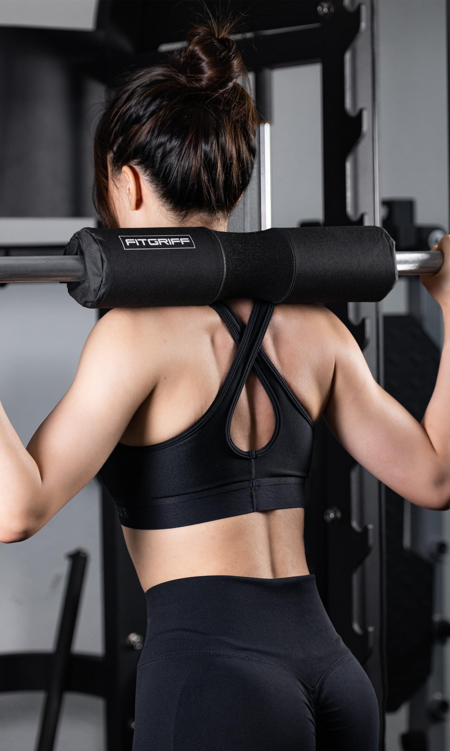 Fitgriff® barbell pad, hip thrust pad with Velcro - barbell neck pad - padding for squats, booty training, gym (black)