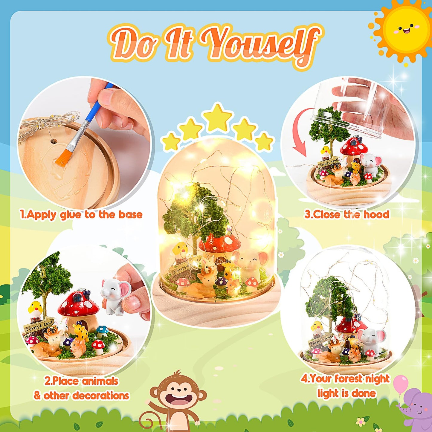 HappyGoLucky Toys for ages 3-12. Boys and girls, animal night light for kids. Easter gifts for children. Toys for ages 3-12. Boys, animals, small gifts.