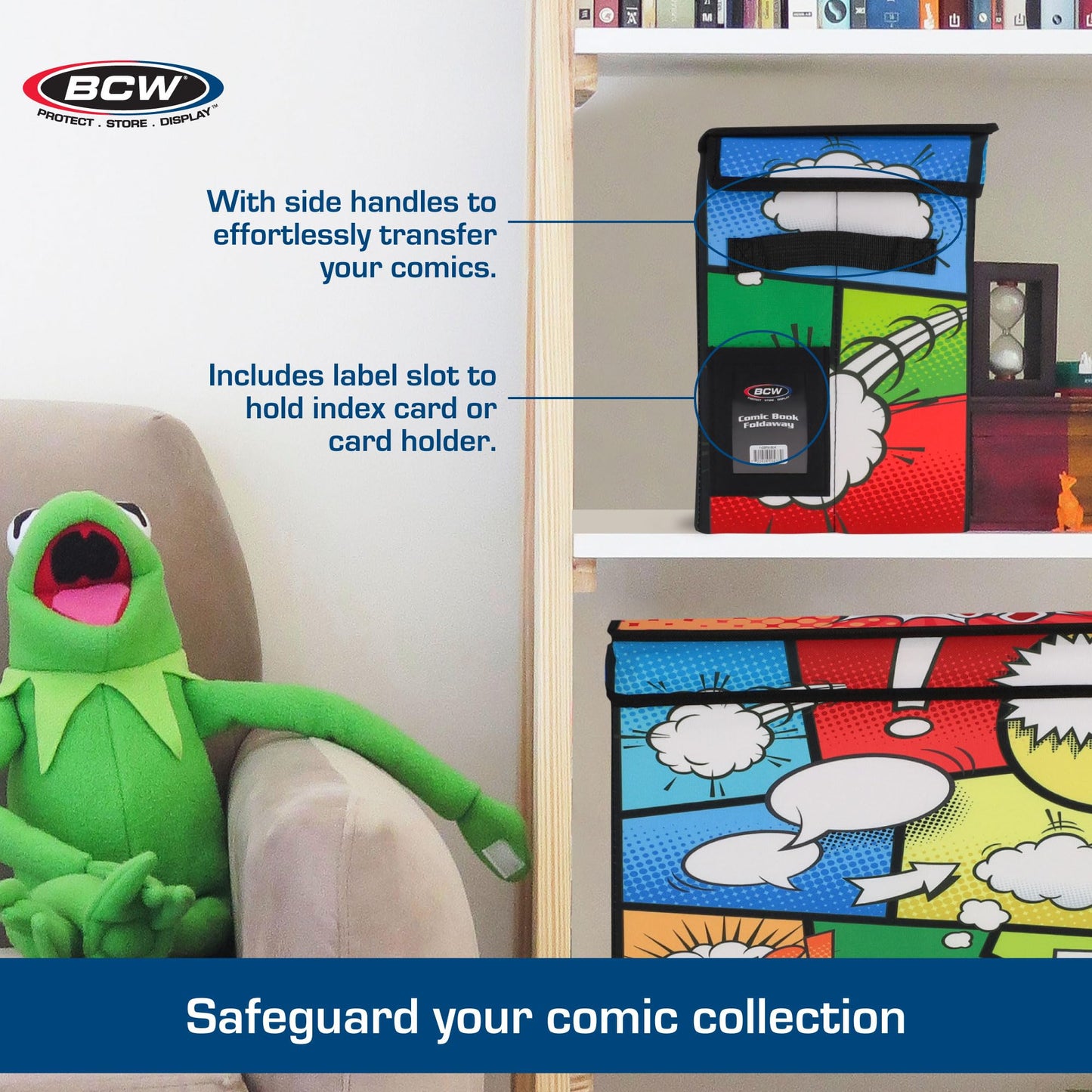 BCW Comic Foldaway | Foldable comic book storage bag for 125-150 comic books | Foldable box for comic books (Single, Pow!)