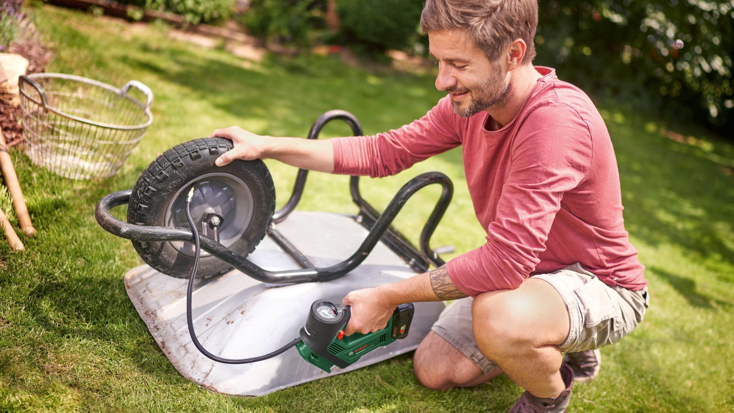 Bosch Cordless Air Pump Air Compressor UniversalPump 18V (battery not included, 18 volt system, for car, motorcycle, and bicycle tires, 150 PSI, 10.3 Bar, in box)