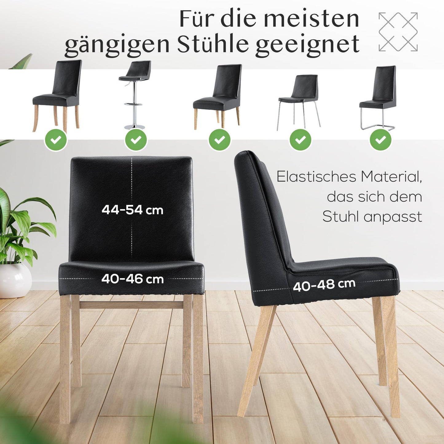 Innerspace chair covers set of 4 in black | opaque, water-repellent, elastic chair covers for children & pets | chair covers for cantilever chairs - choose set now!