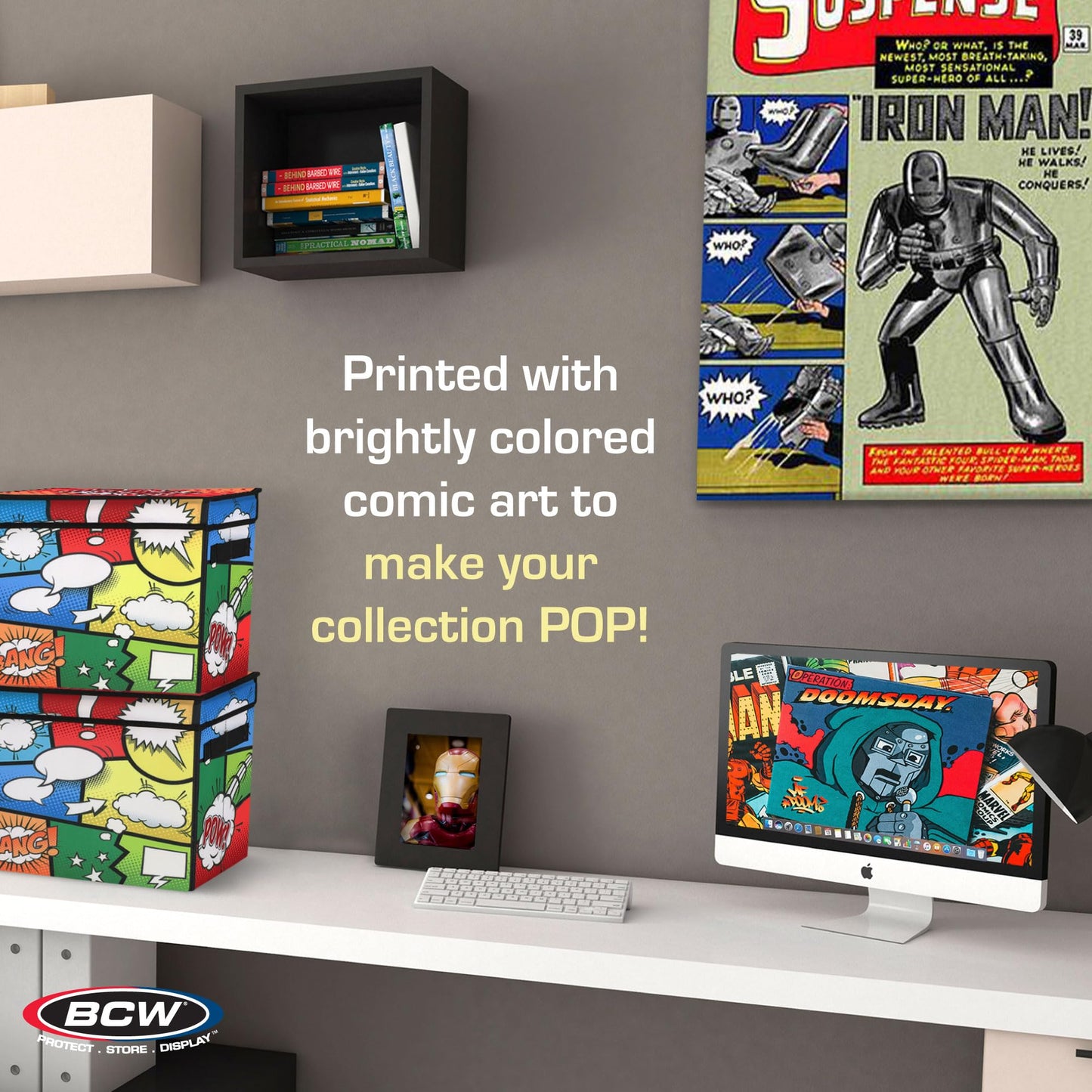 BCW Comic Foldaway | Foldable comic book storage bag for 125-150 comic books | Foldable box for comic books (Single, Pow!)