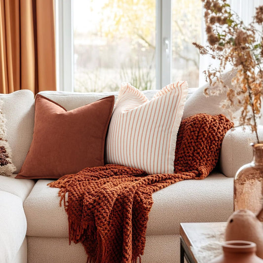 ZWJD Rust Pillow Cover 60x60 2-Pack Chenille Pillowcases Sofa Cushion Covers with elegant design, soft and luxurious decorative throw pillows for couch, bed, and home décor.